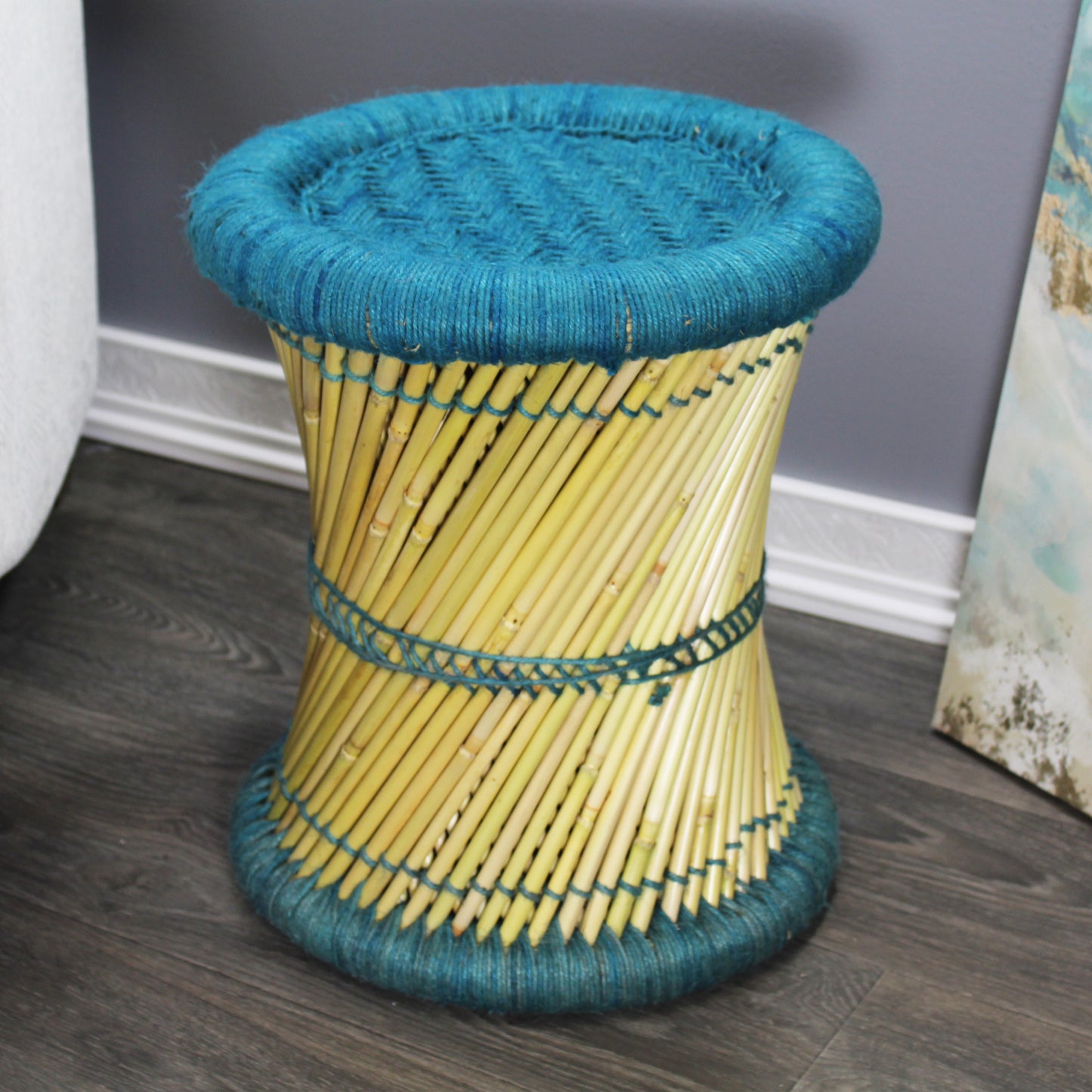 Natural Geo Moray Decorative Handwoven Jute Accent Stool (Set of 2)