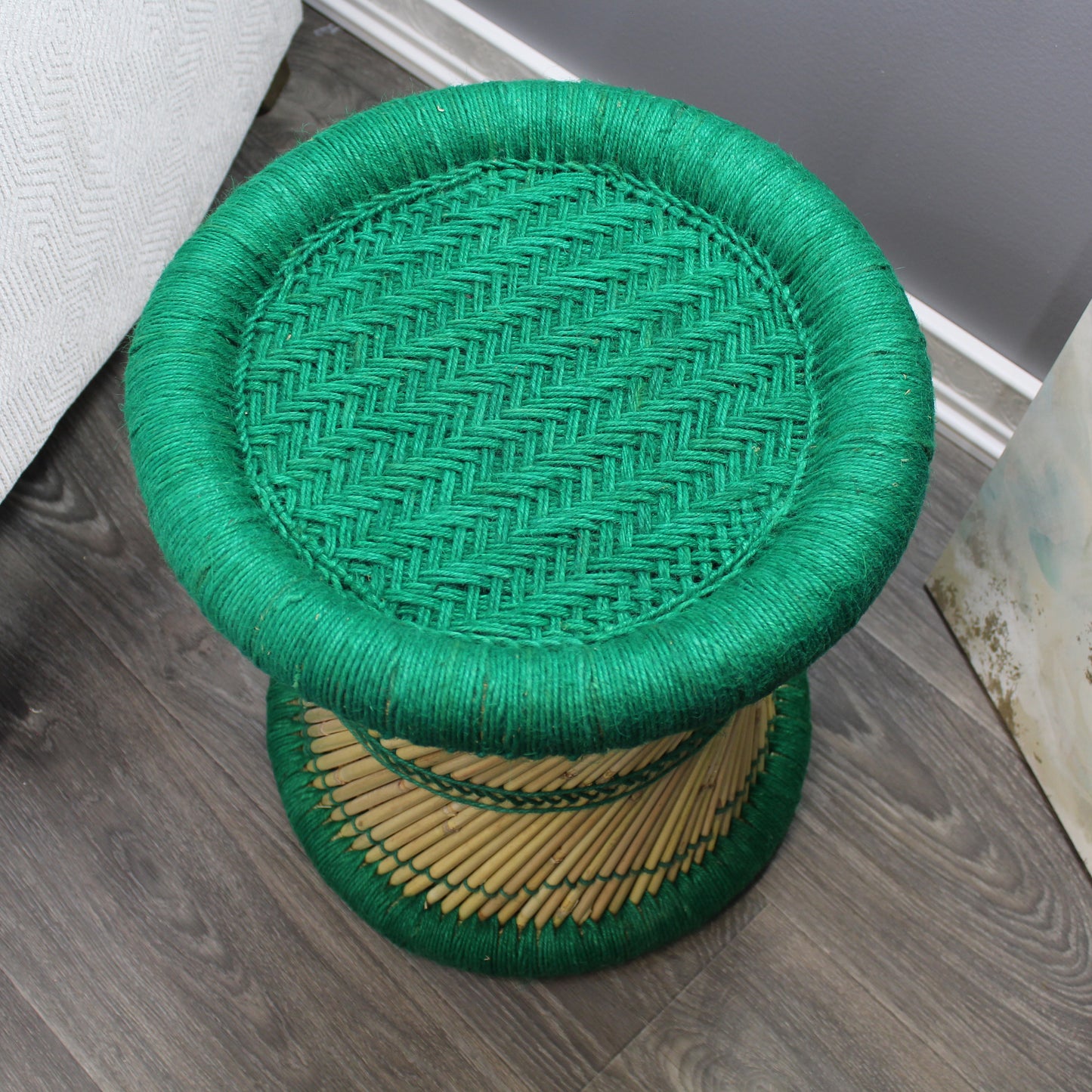 Natural Geo Moray Decorative Handwoven Jute Accent Stool (Set of 2)