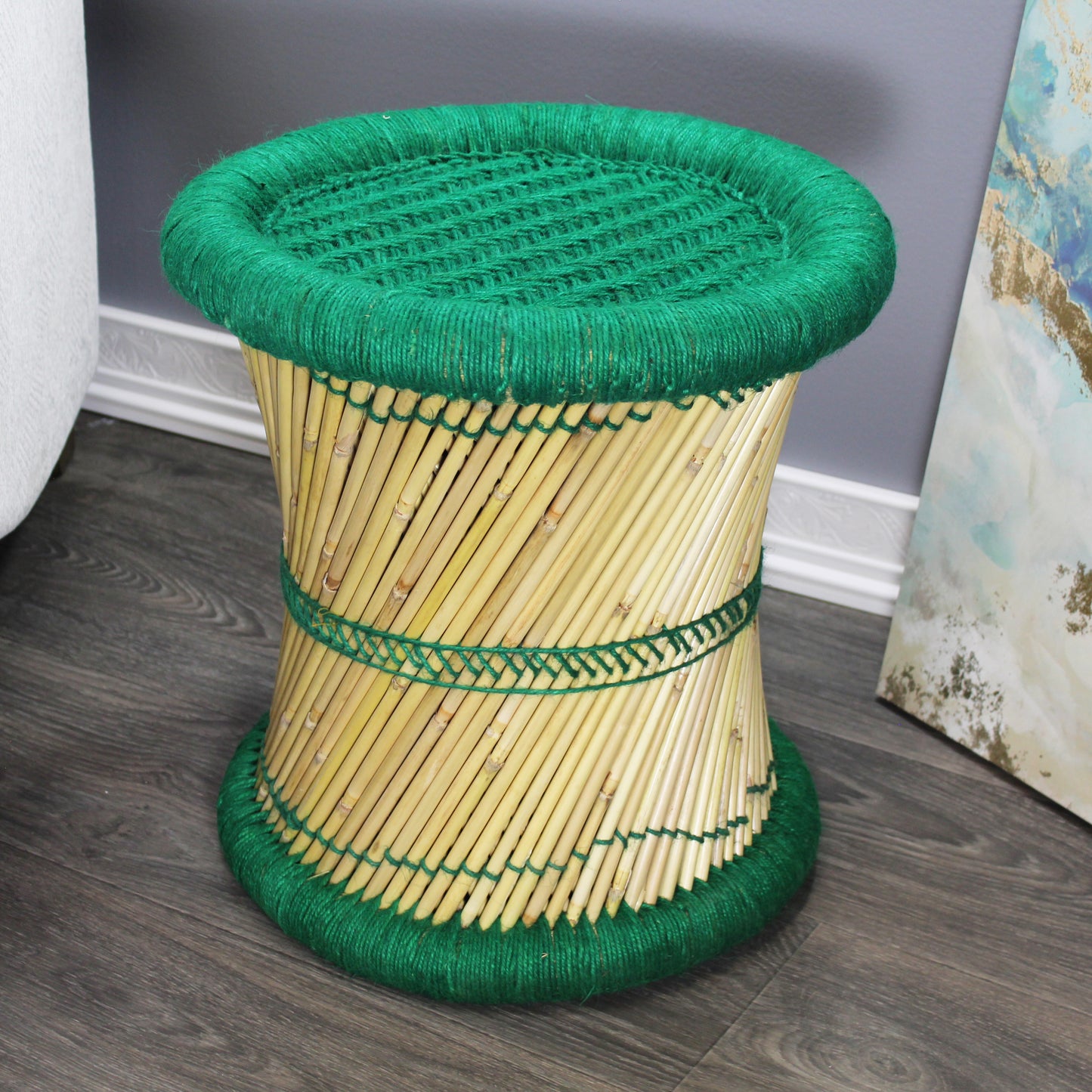 Natural Geo Moray Decorative Handwoven Jute Accent Stool (Set of 2)