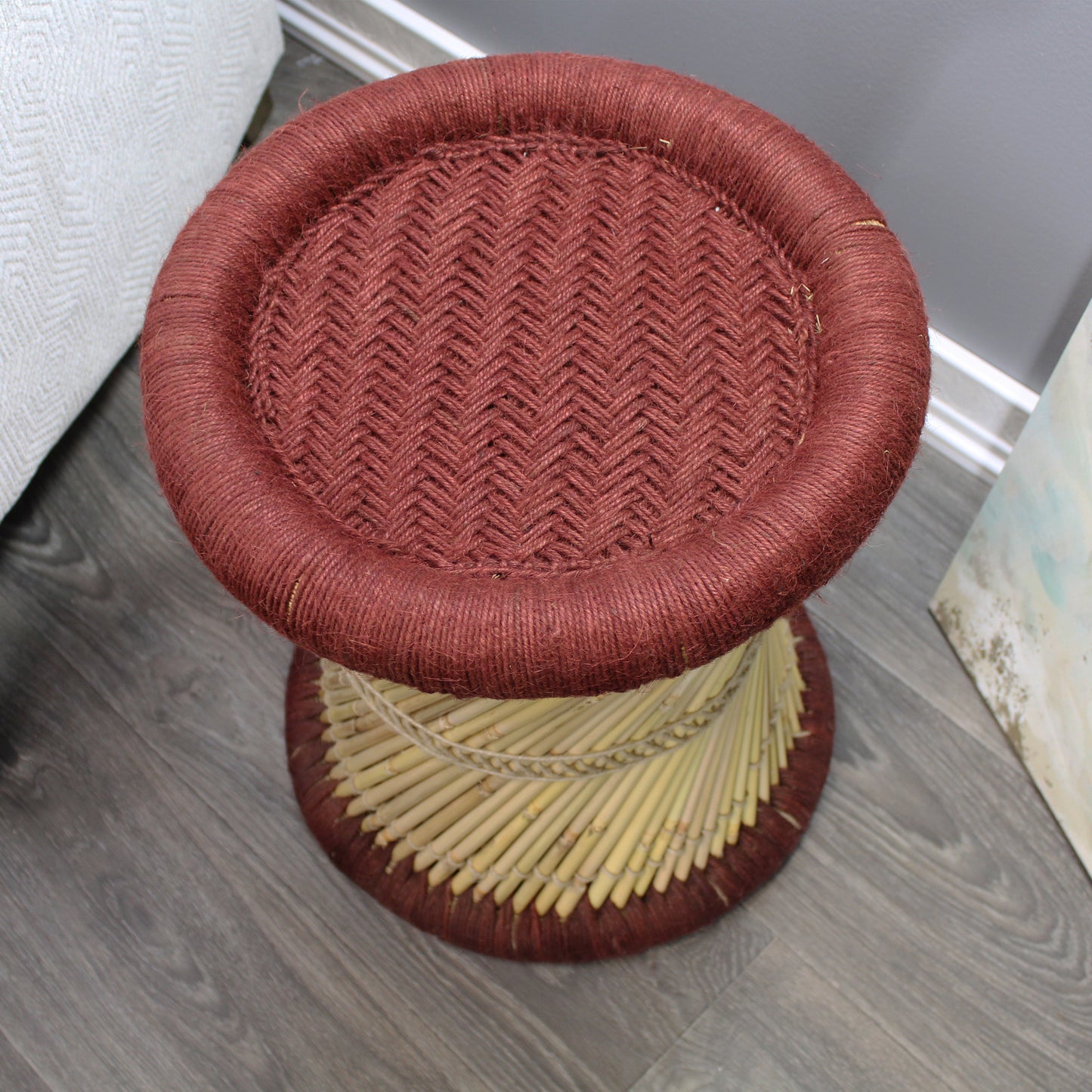 Natural Geo Moray Decorative Handwoven Jute Accent Stool (Set of 2)