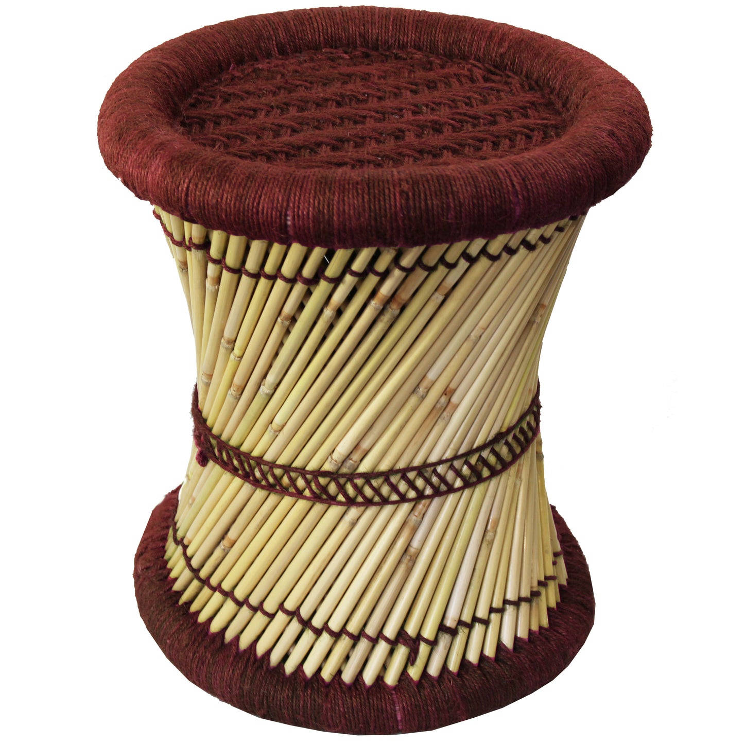 Natural Geo Moray Decorative Handwoven Jute Accent Stool (Set of 2)