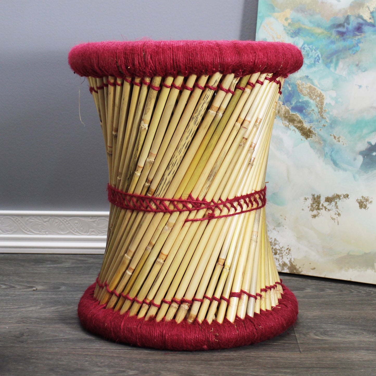 Natural Geo Moray Decorative Handwoven Jute Accent Stool (Set of 2)