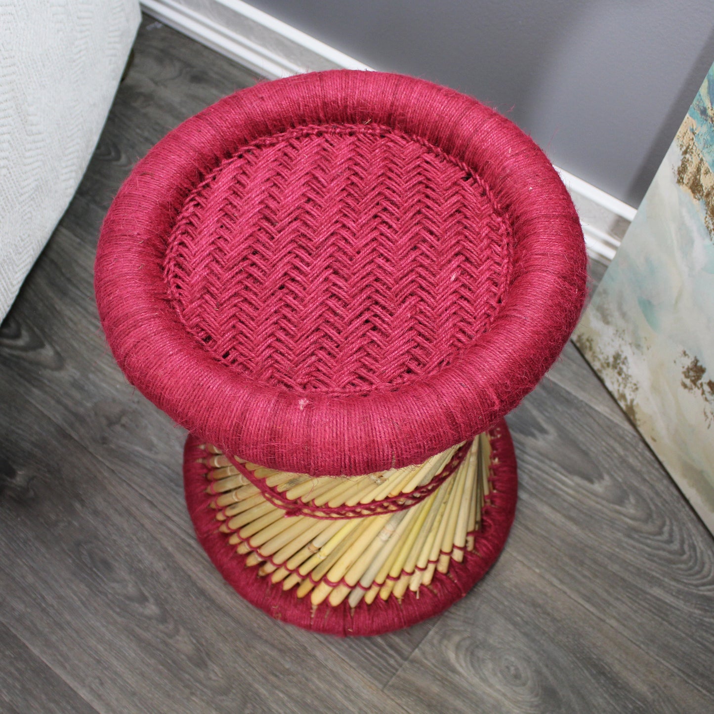 Natural Geo Moray Decorative Handwoven Jute Accent Stool (Set of 2)