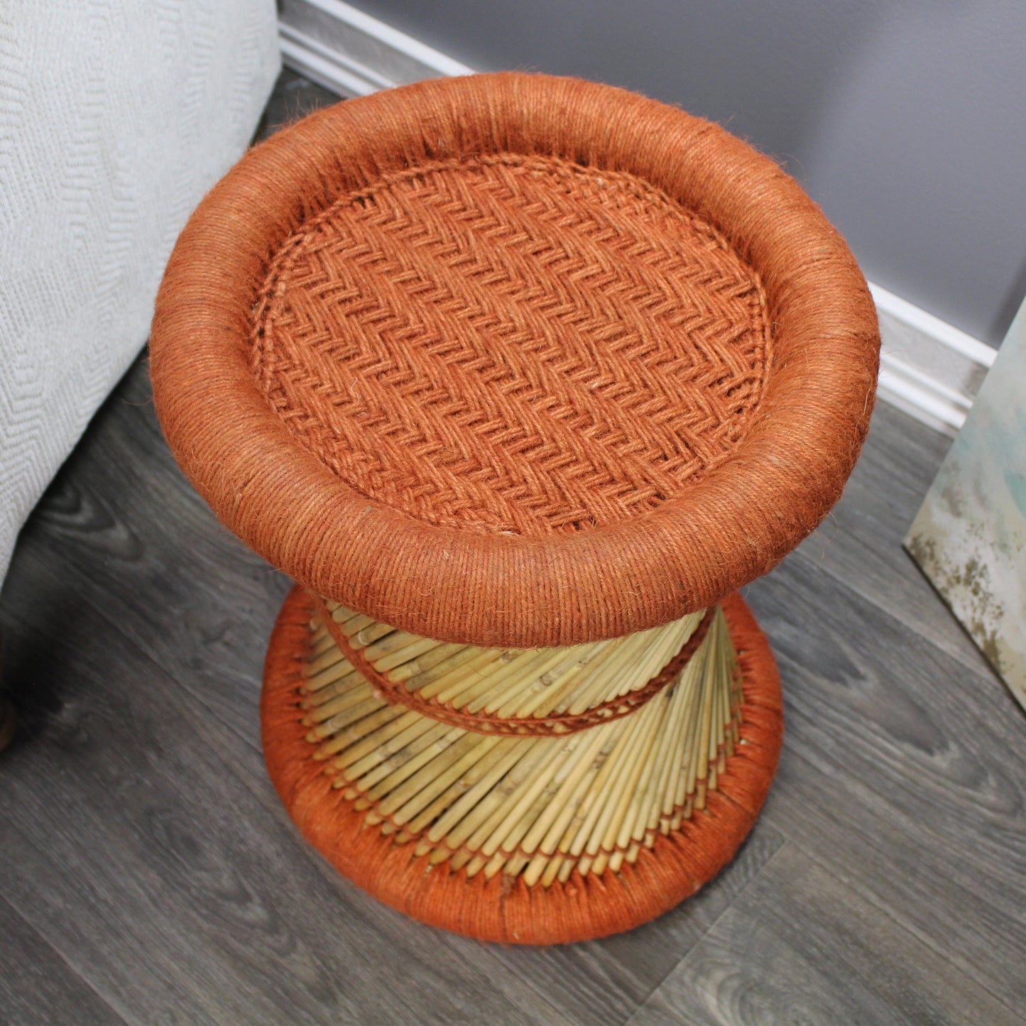 Natural Geo Moray Decorative Handwoven Jute Accent Stool (Set of 2)