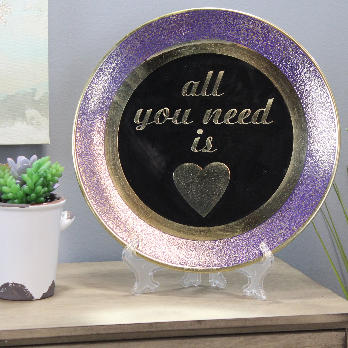 Natural Geo All You Need is Love Decorative Wall Hanging Brass Accent Plate