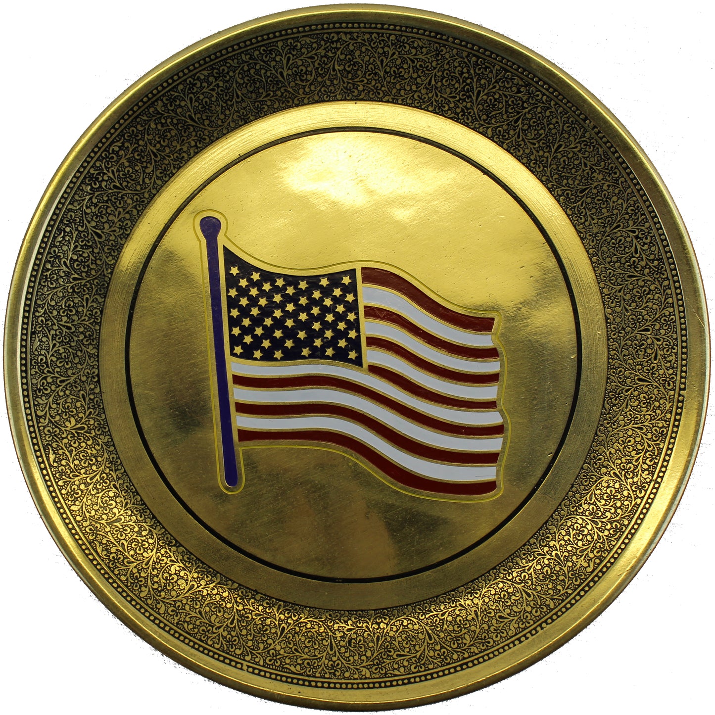 Natural Geo USA Flag Decorative Wall Hanging Brass Accent Plate