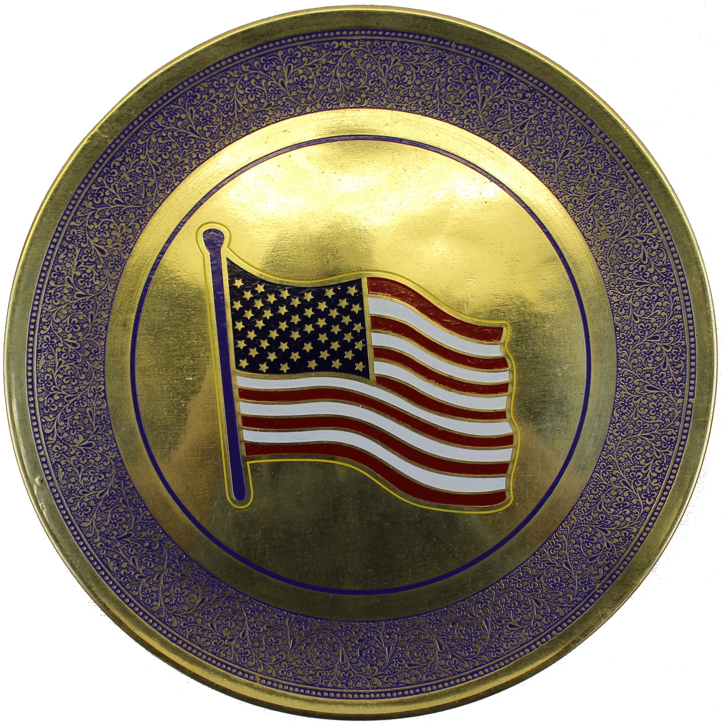 Natural Geo USA Flag Decorative Wall Hanging Brass Accent Plate