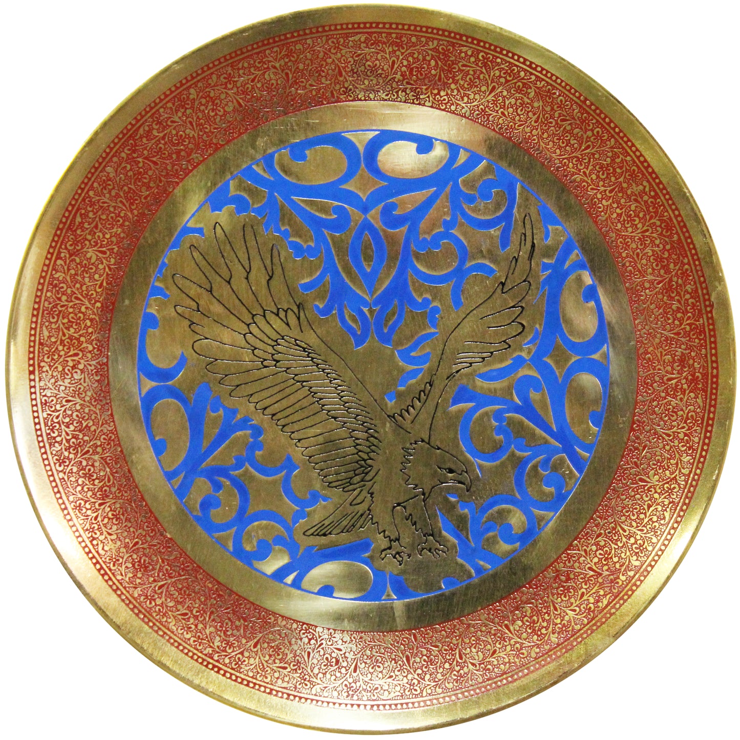 Natural Geo Flying Eagle Decorative Brass Accent Plate