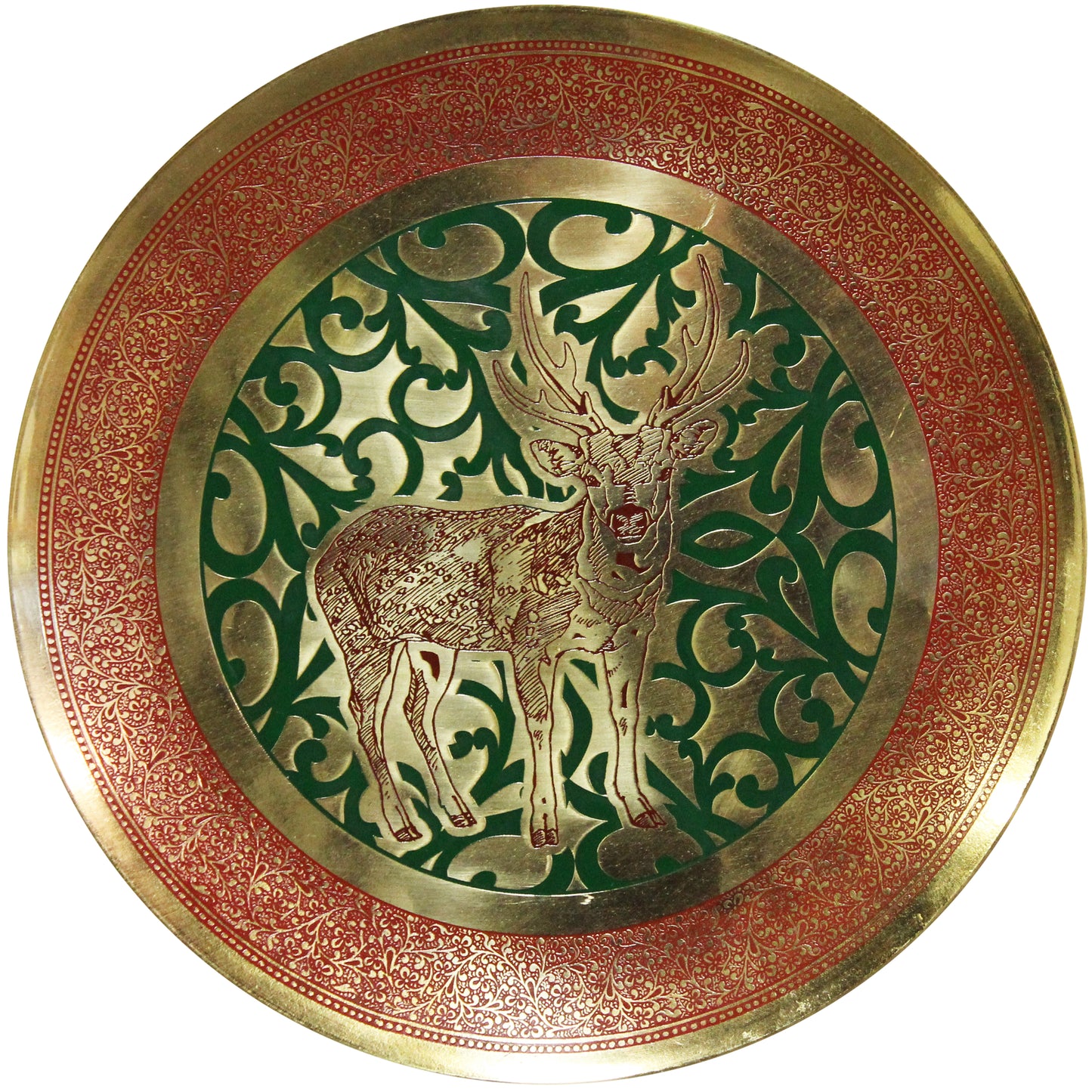 Natural Geo Staring Deer Decorative Brass Accent Plate