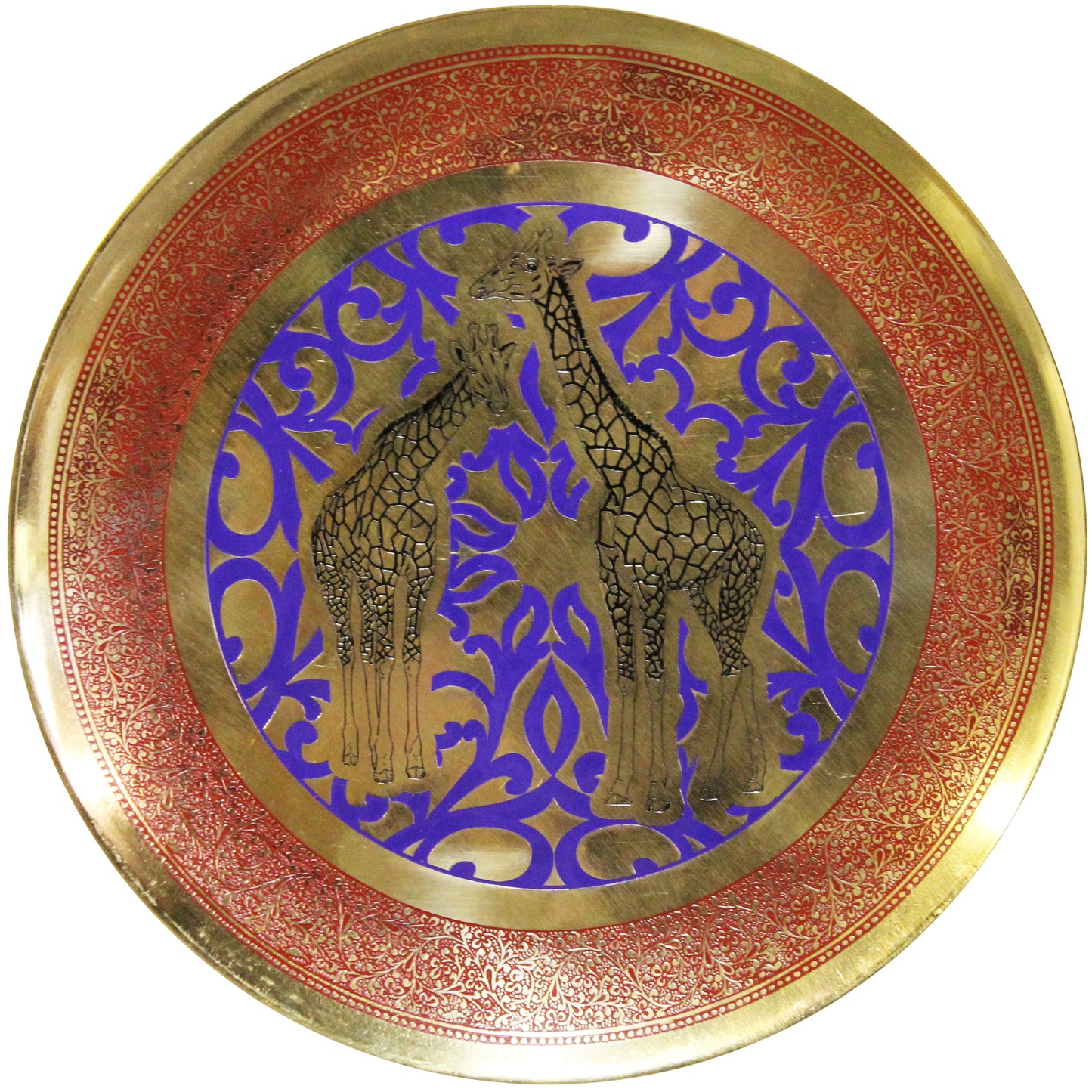 Natural Geo Tall Giraffes Decorative Brass Accent Plate