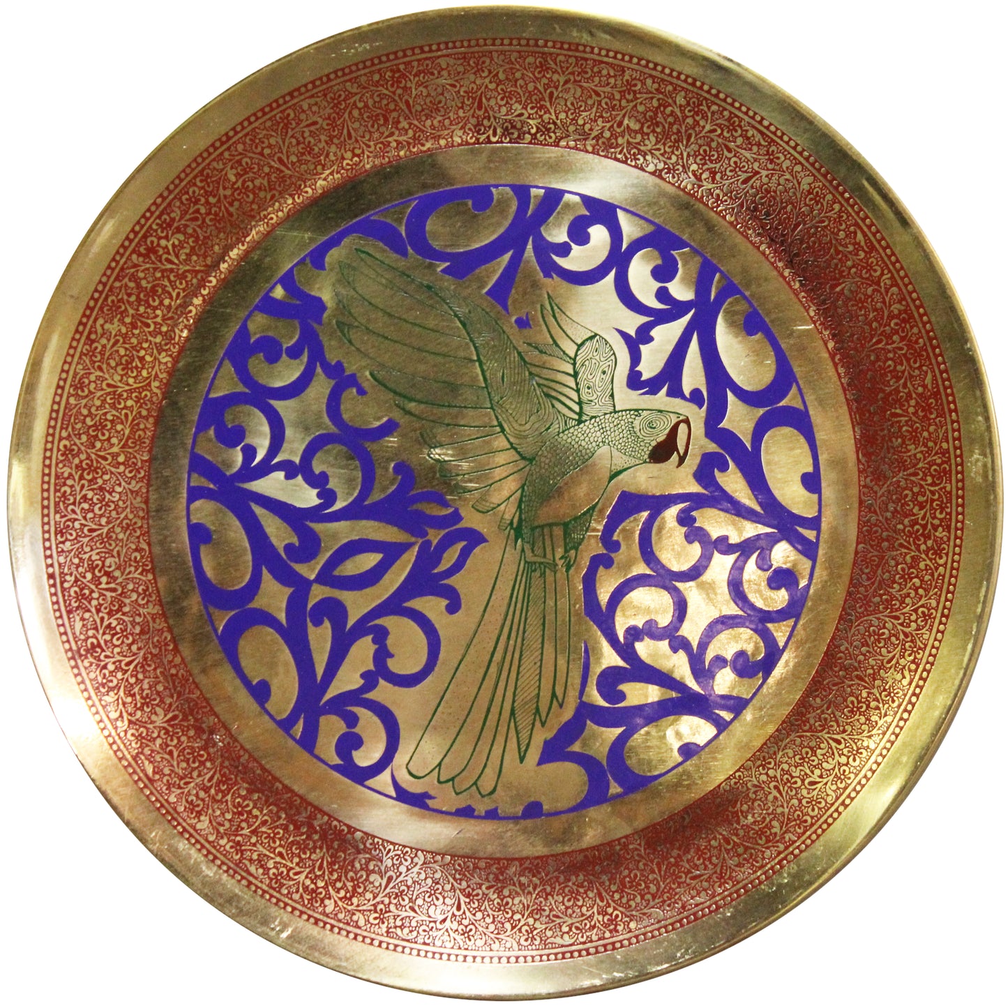 Natural Geo Flying Parrot Decorative Brass Accent Plate