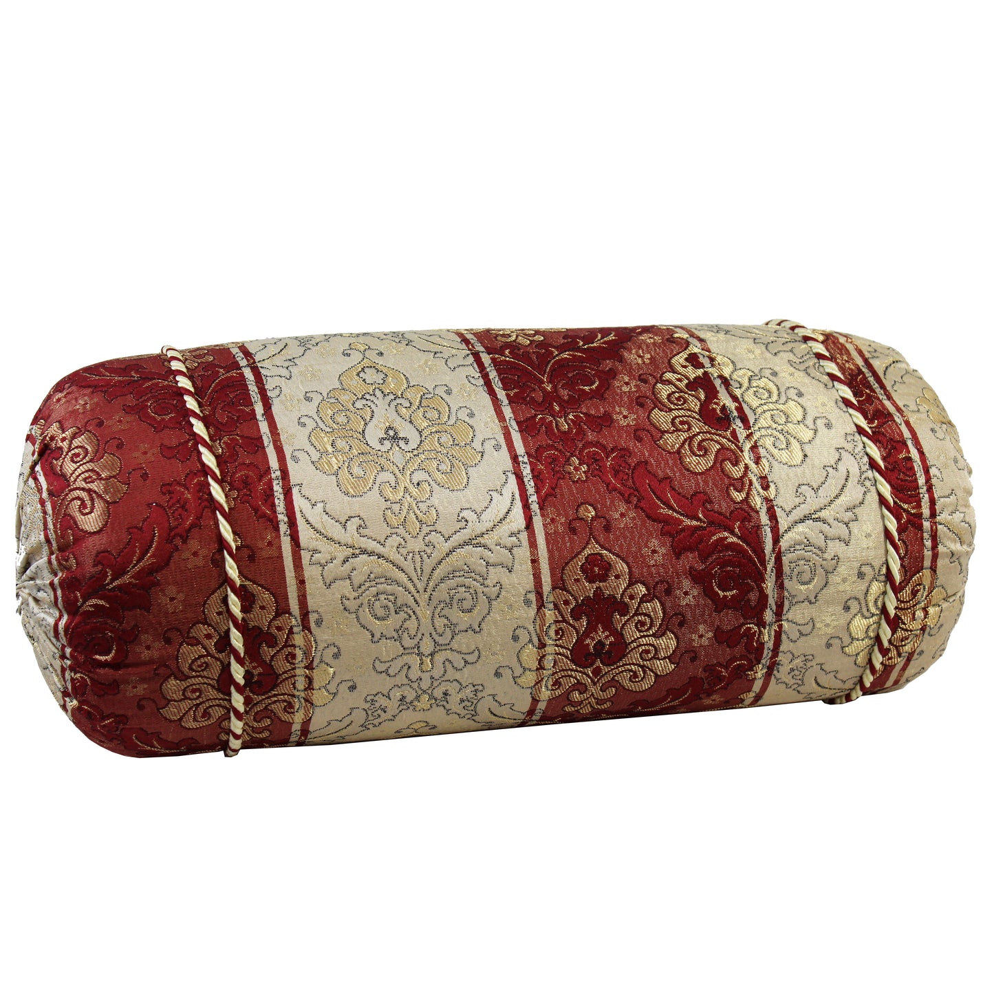 Natural Geo Red/Ivory Gao Takiya Bolster Pillow (Set of 2)