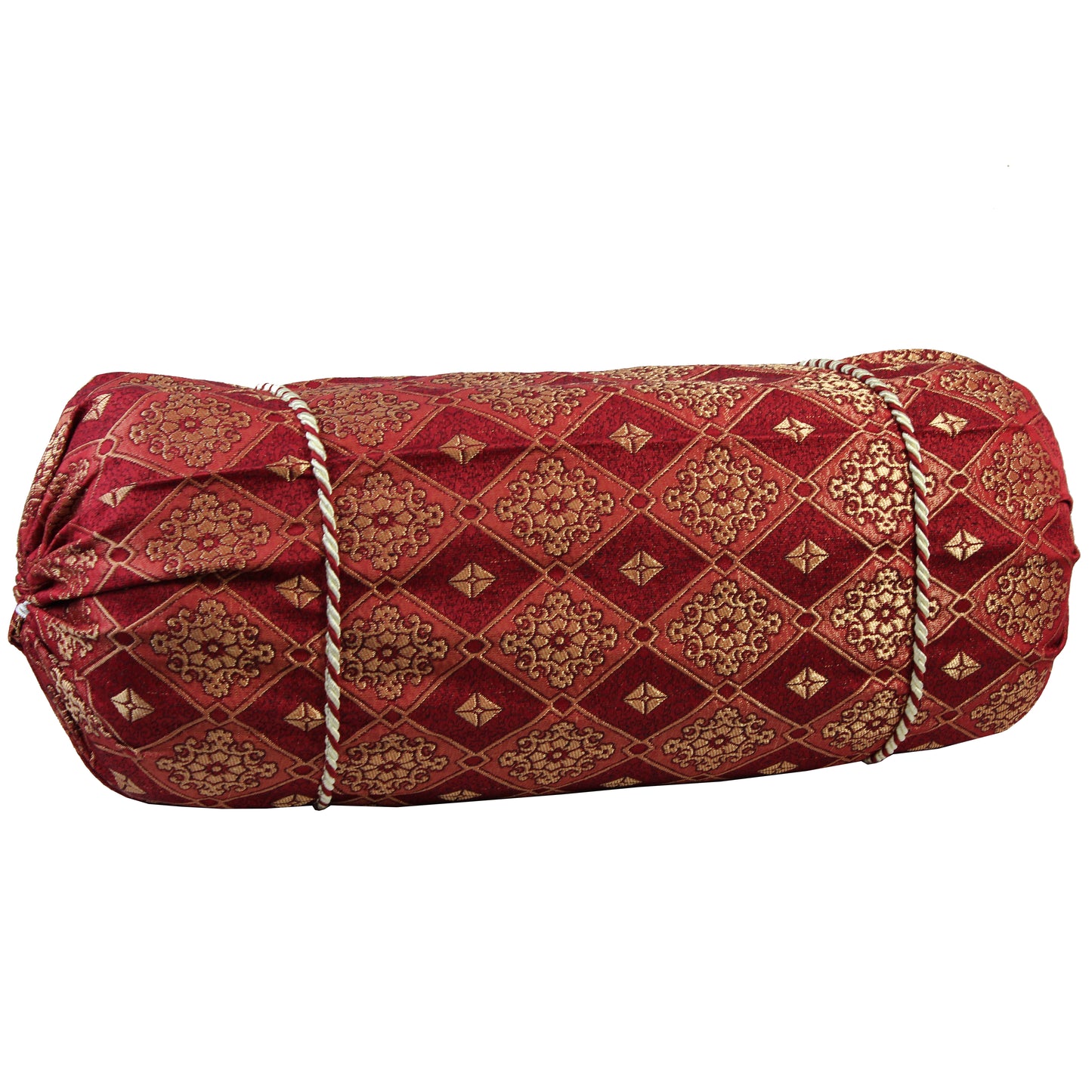 Natural Geo Ruby Red Gao Takiya Bolster Pillow (Set of 2)