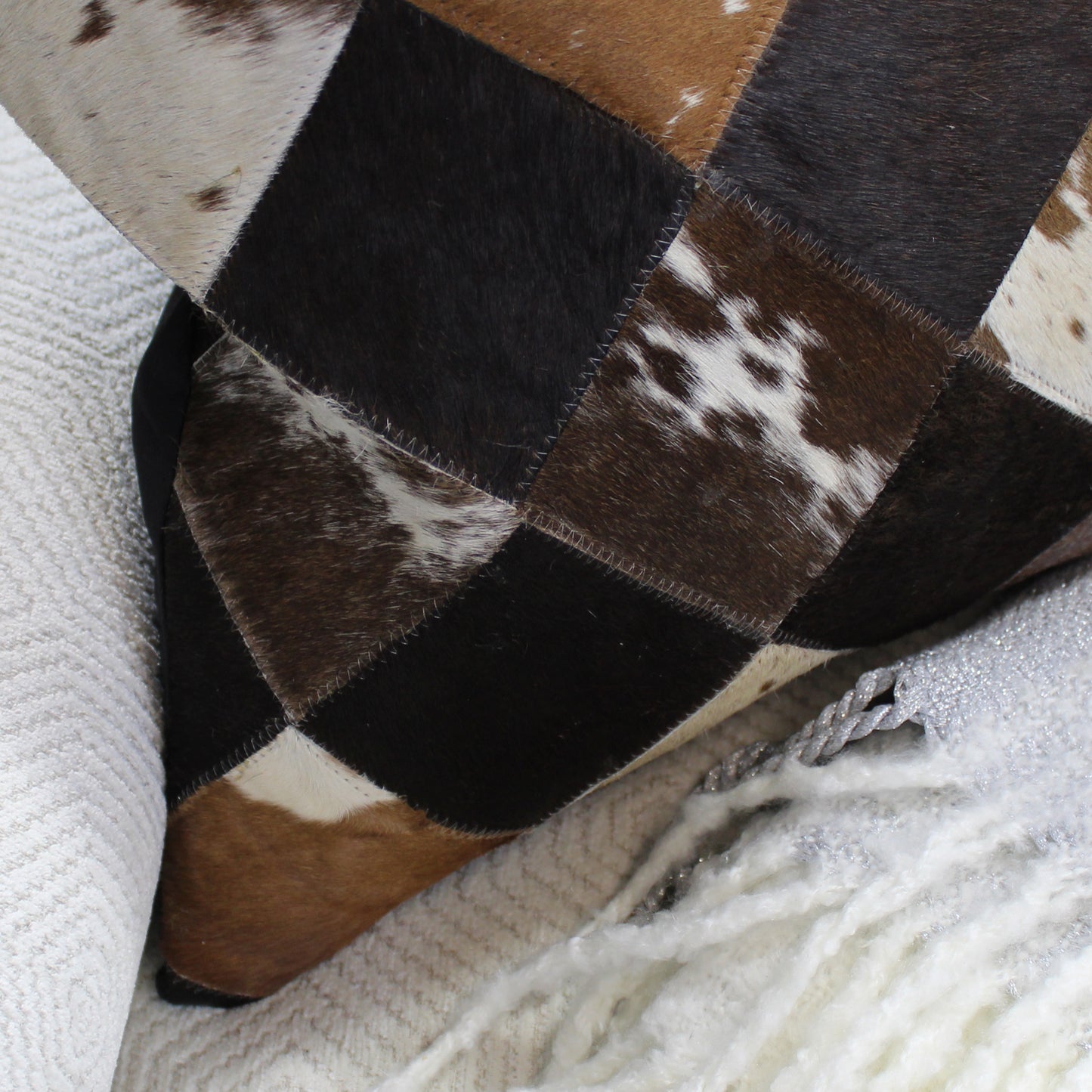 Natural Geo Black/Brown/White Geometric Diamond Throw Pillow