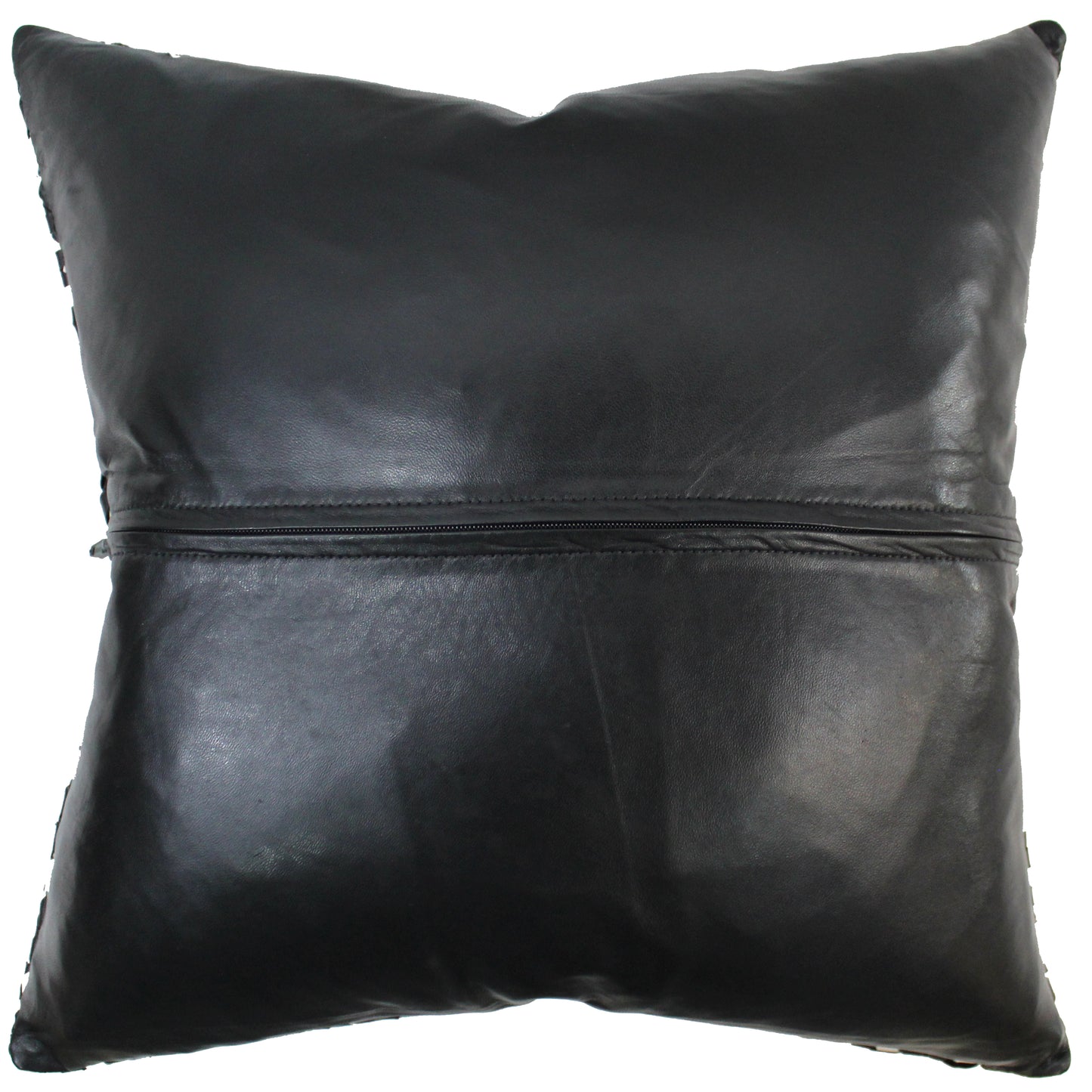 Natural Geo Black/White Leather Geometric Star Throw Pillow