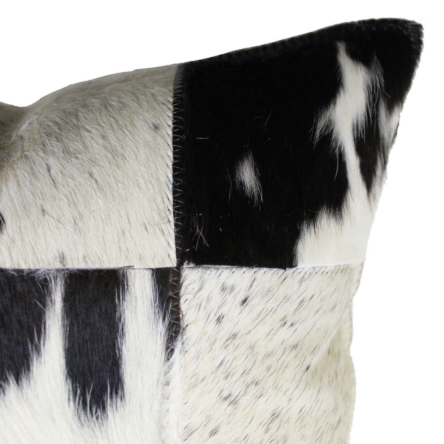 Natural Geo Herd Cowhide Black/Brown/White Square Decorative Throw Pillow