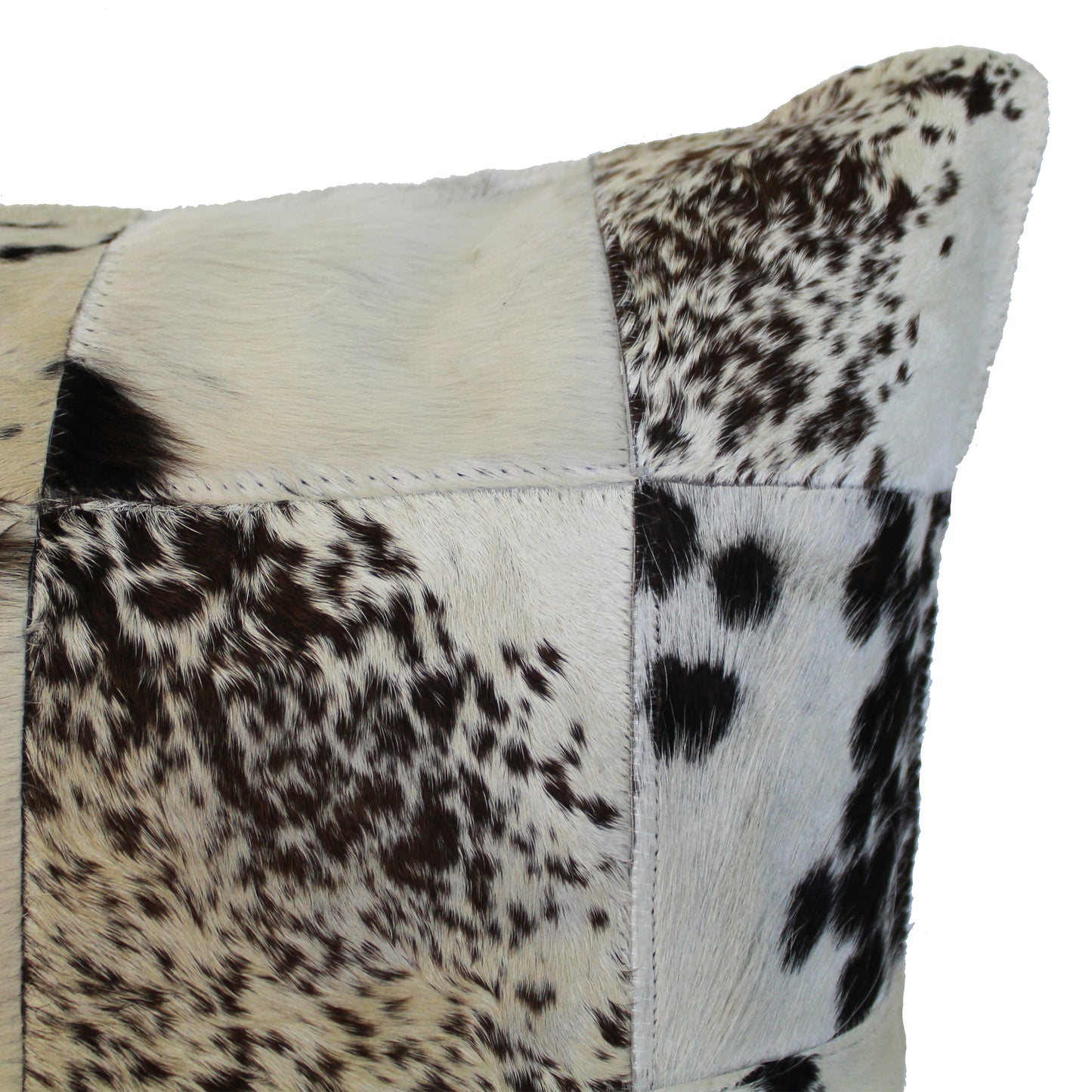 Natural Geo Herd Cowhide Black/Brown/White Square Decorative Throw Pillow
