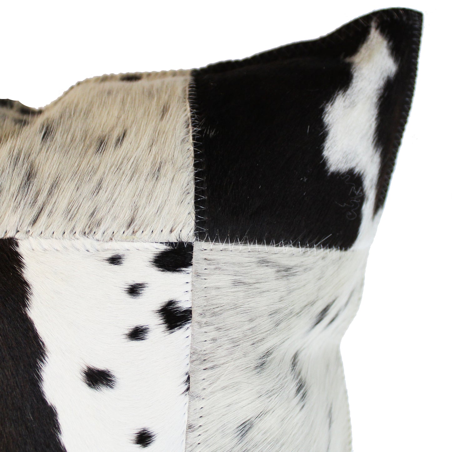 Natural Geo Herd Cowhide Black/Brown/White Square Decorative Throw Pillow
