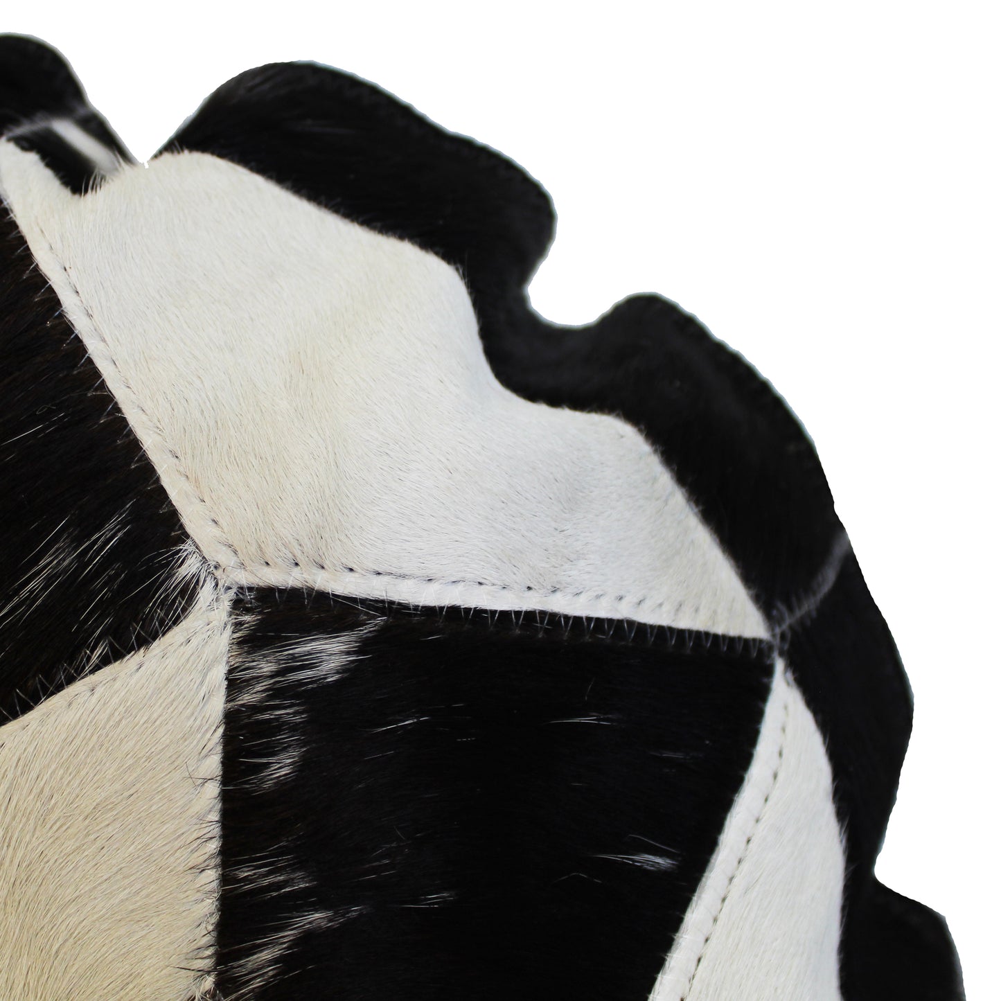 Natural Geo Herd Cowhide Black/Brown/White Round Decorative Throw Pillow