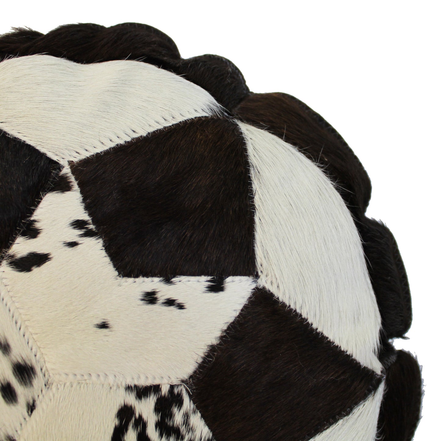 Natural Geo Herd Cowhide Black/Brown/White Round Decorative Throw Pillow