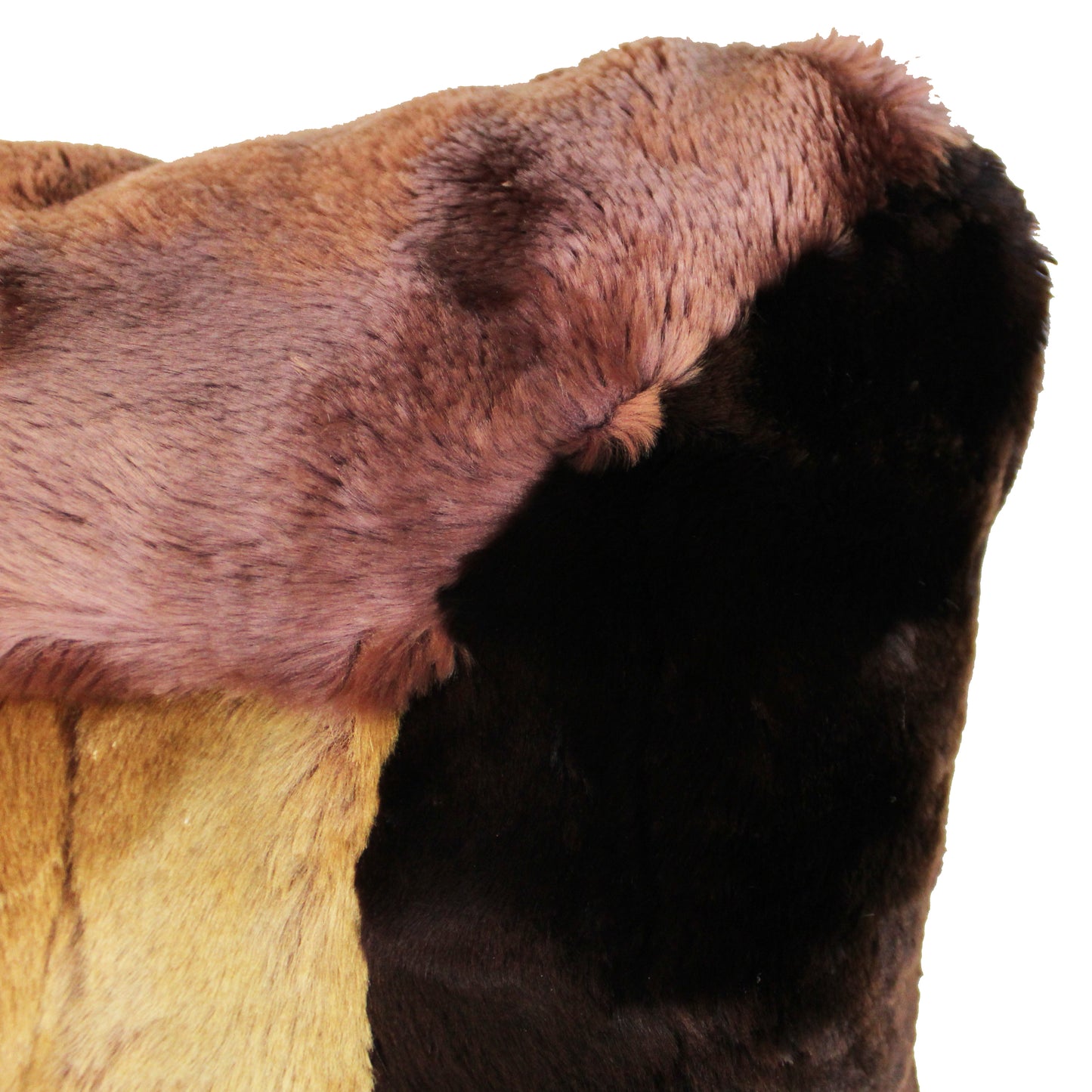 Natural Geo Flocculent Sheepskin Beige/Brown Square Decorative Throw Pillow