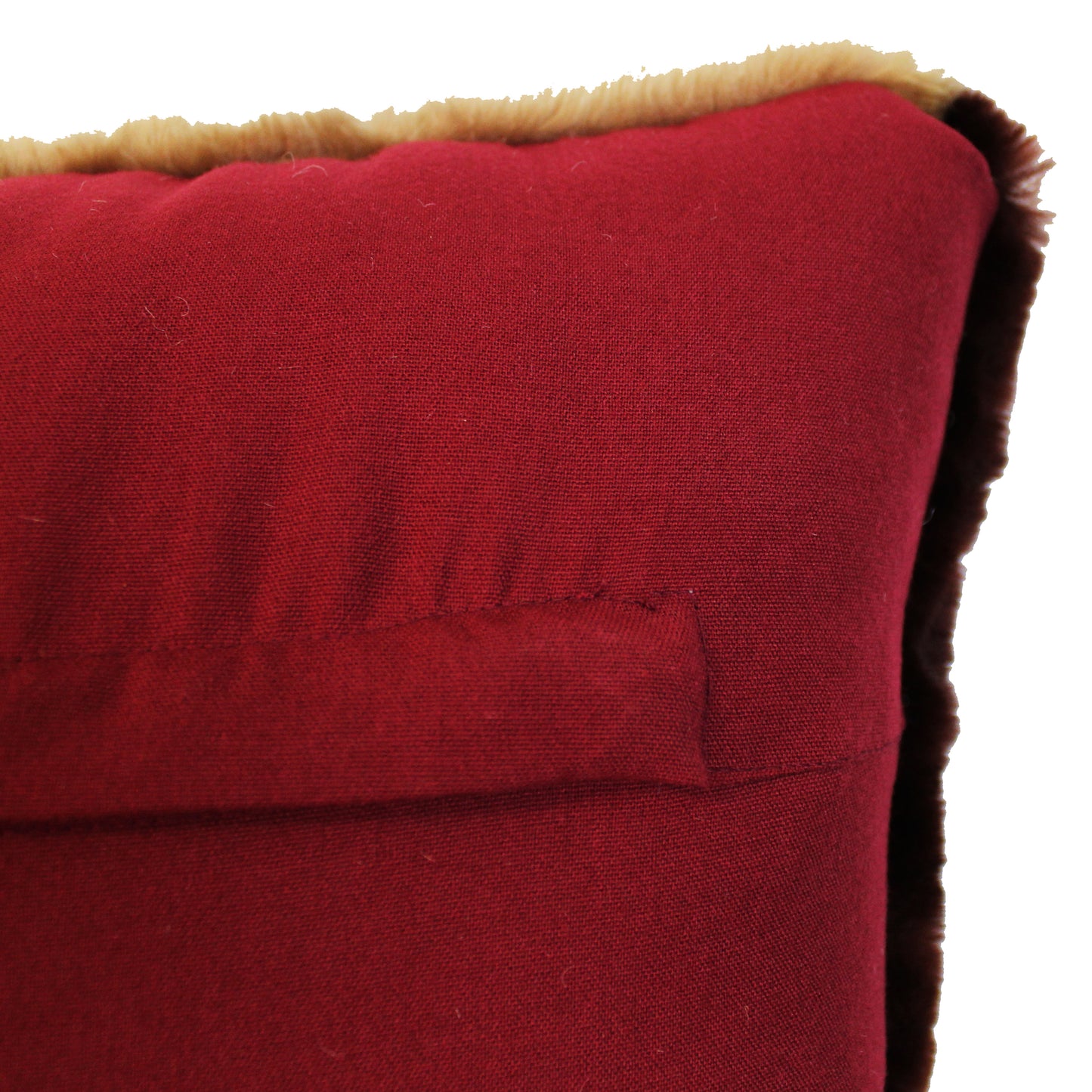 Natural Geo Flocculent Sheepskin Beige/Brown Square Decorative Throw Pillow