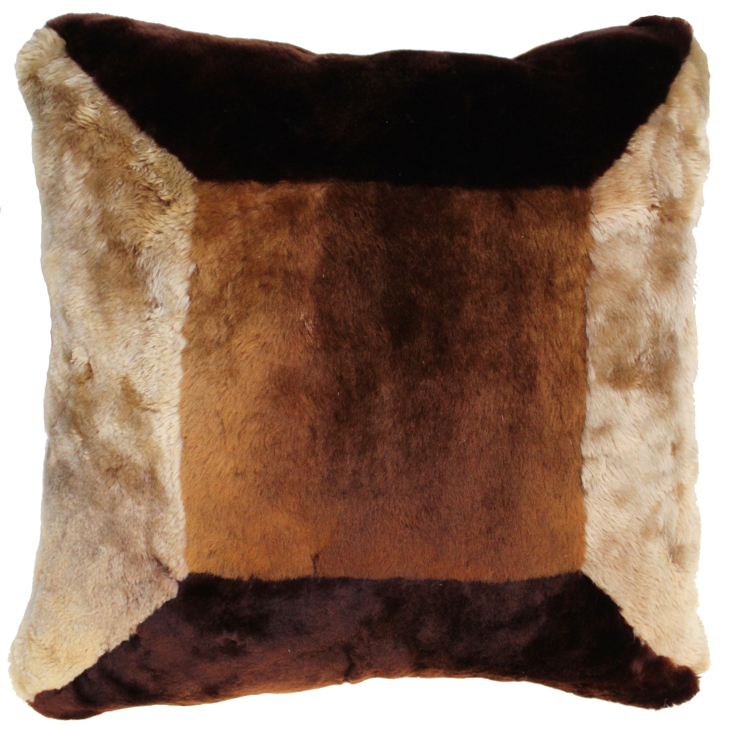 Natural Geo Flocculent Sheepskin Beige/Brown Square Decorative Throw Pillow