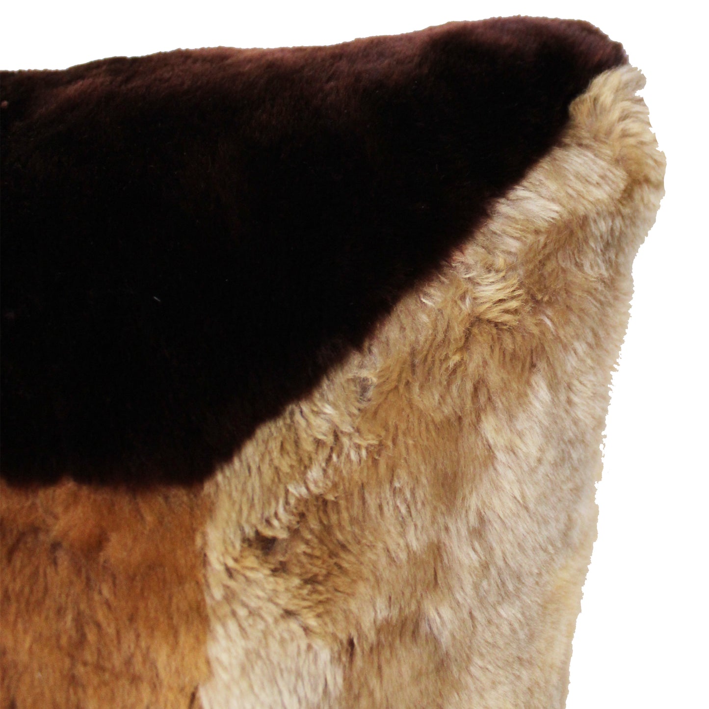 Natural Geo Flocculent Sheepskin Beige/Brown Square Decorative Throw Pillow