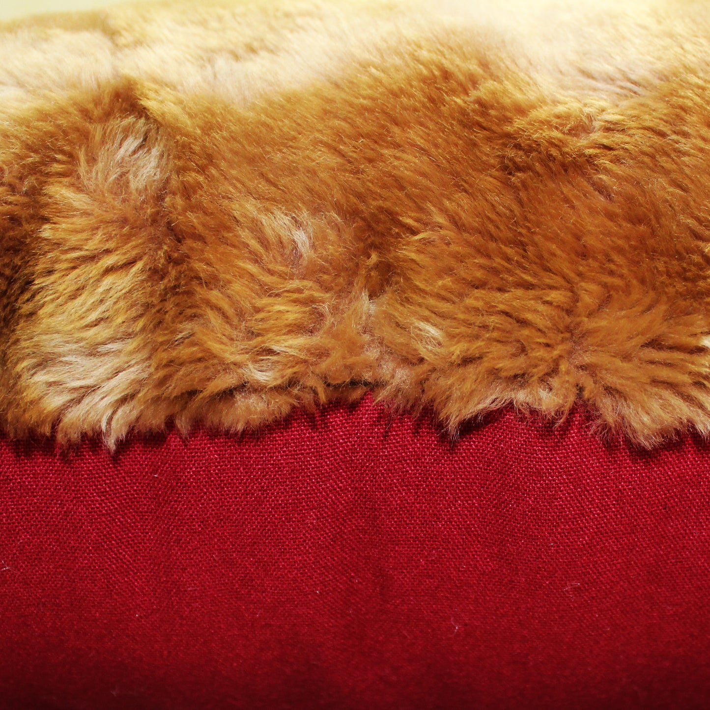 Natural Geo Flocculent Sheepskin Beige/Brown Square Decorative Throw Pillow