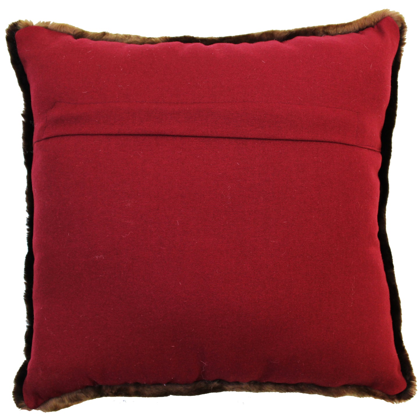 Natural Geo Flocculent Sheepskin White/Brown Square Decorative Throw Pillow