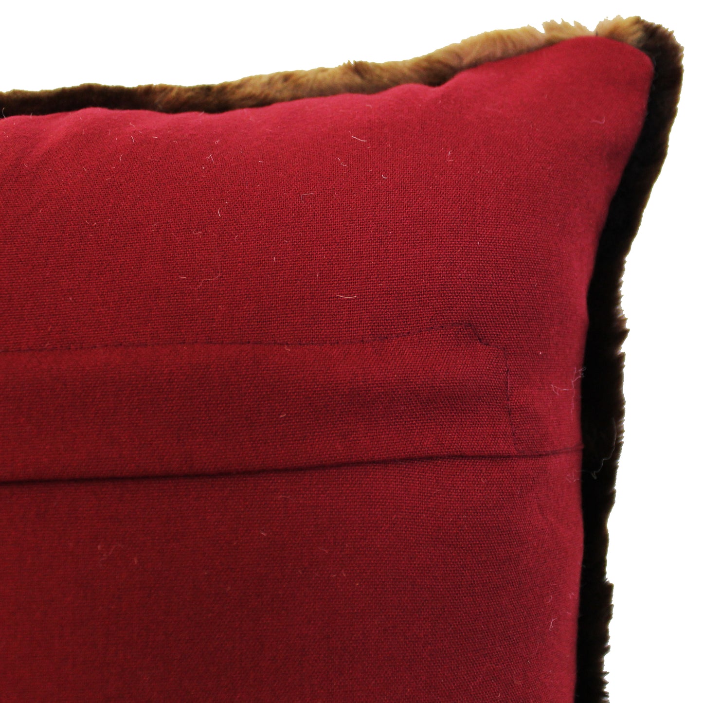Natural Geo Flocculent Sheepskin White/Brown Square Decorative Throw Pillow