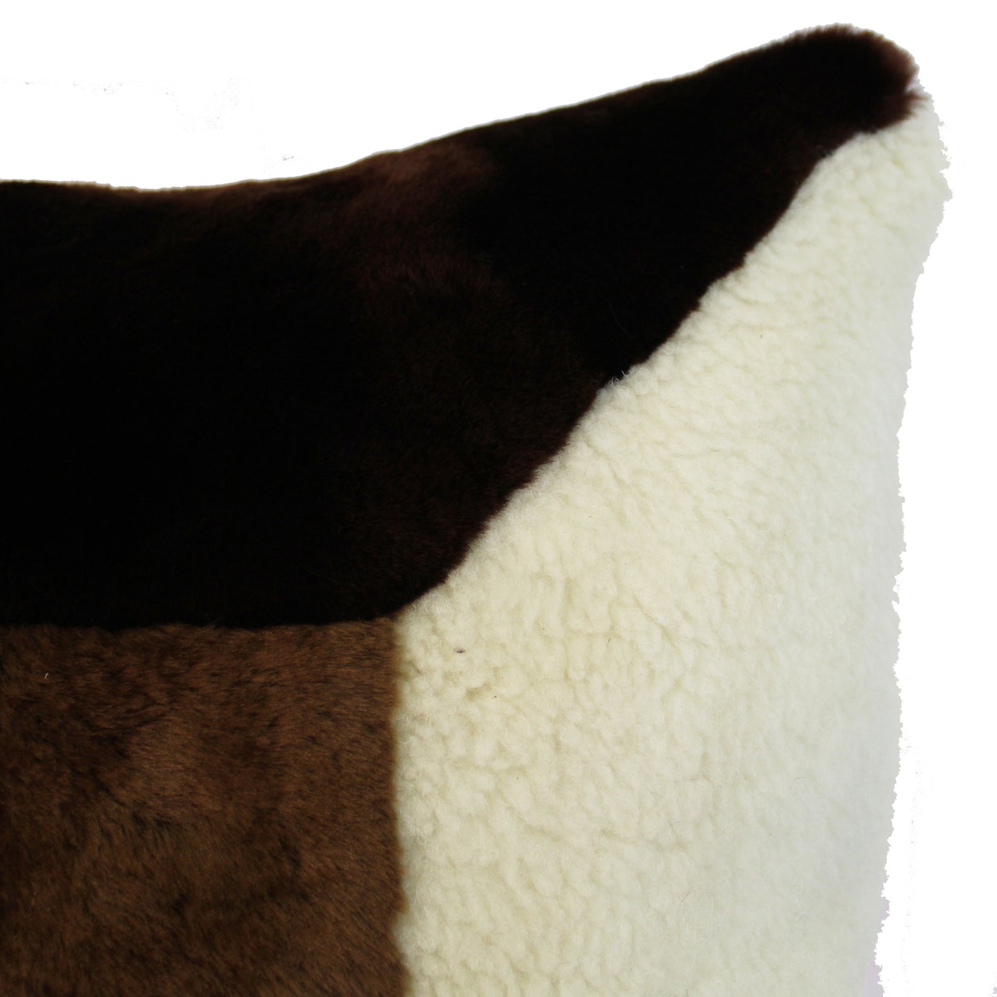 Natural Geo Flocculent Sheepskin White/Dark Brown Square Decorative Throw Pillow