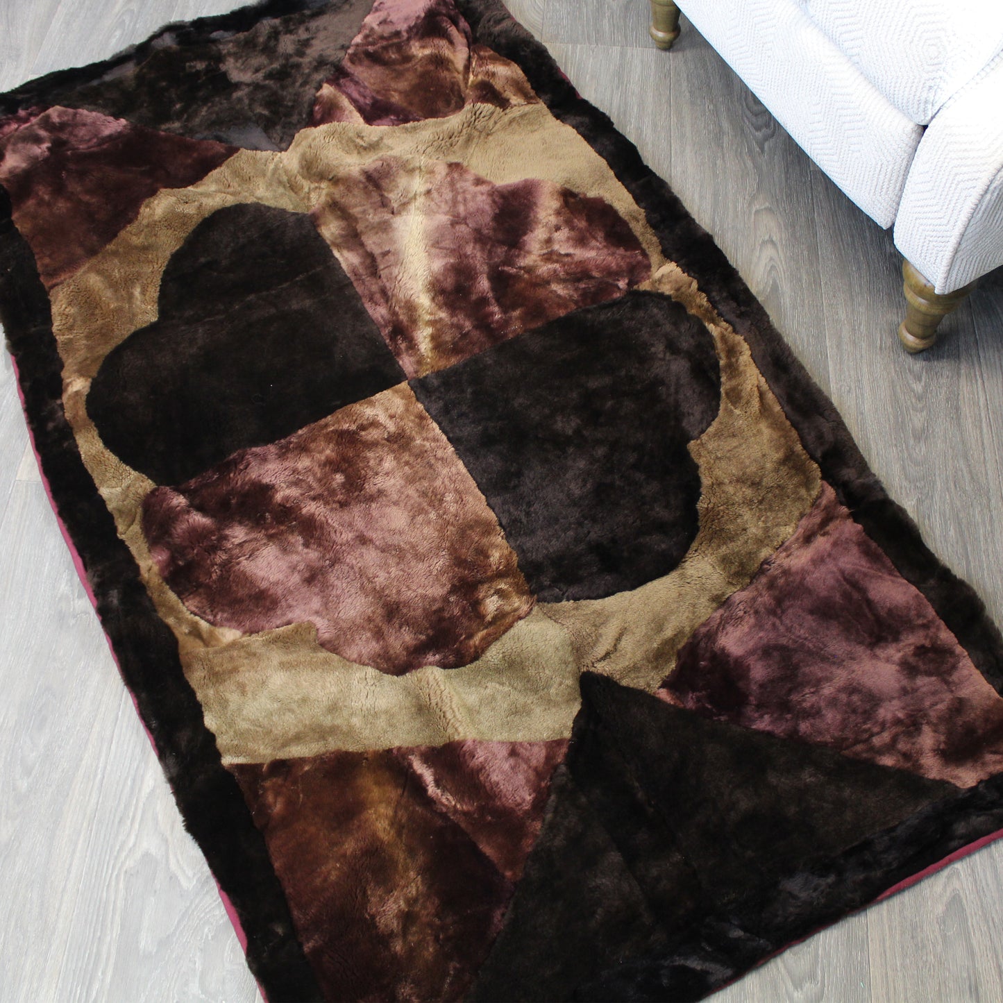 Natural Geo Sheepskin Area Rug Brown/Sand - 3 x 5'