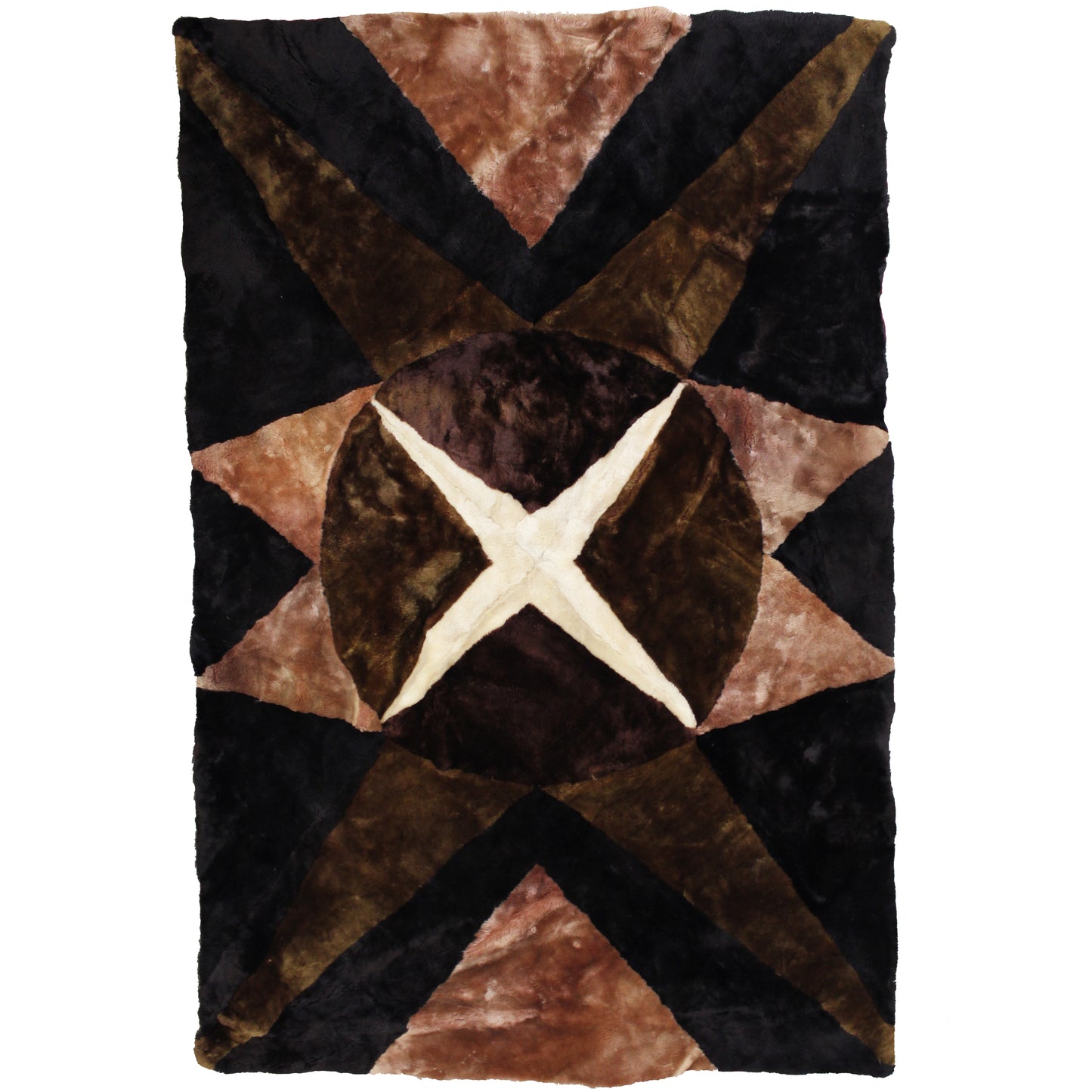 Natural Geo Sheepskin Area Rug Black/Brown - 4 x 6'