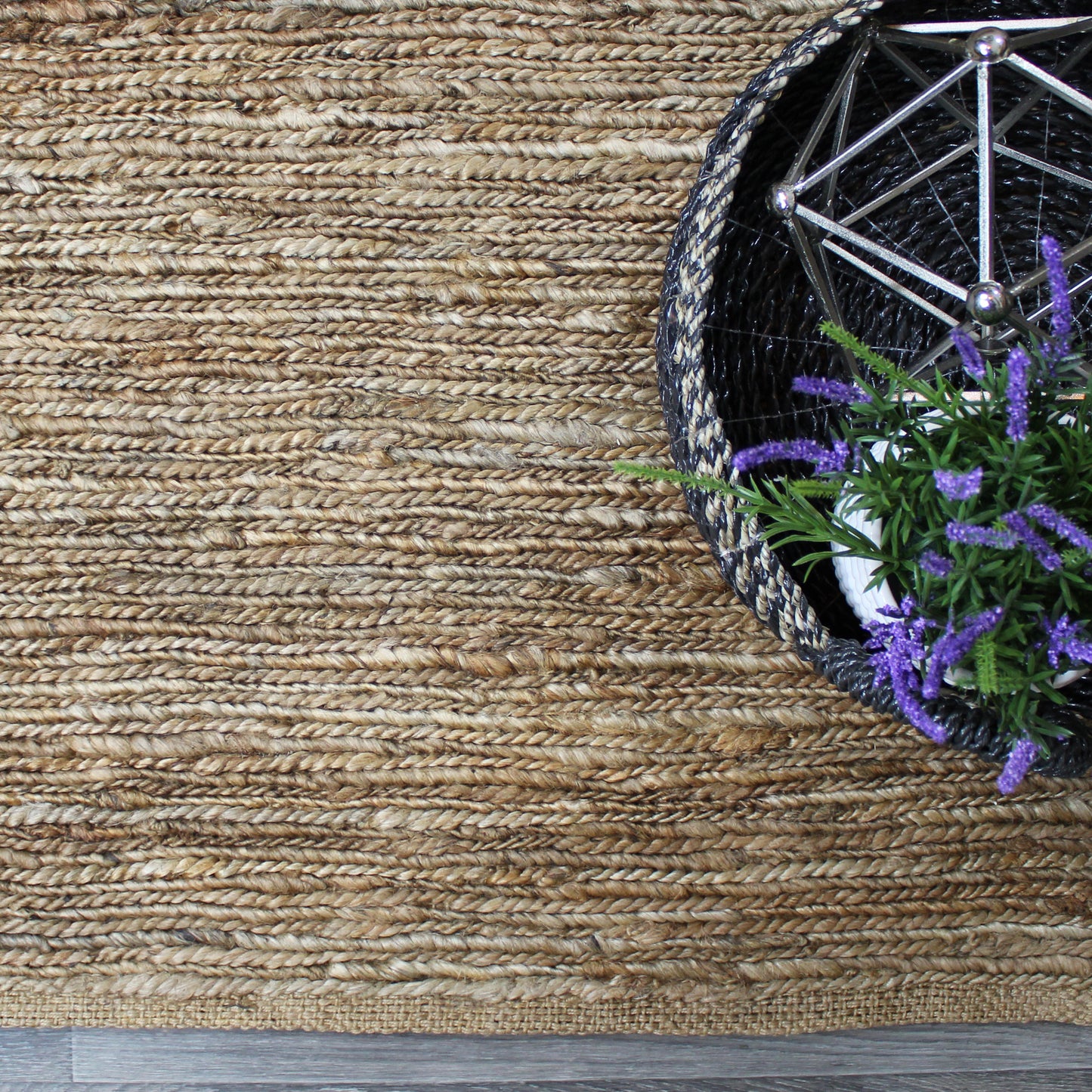 Natural Geo Spontaneous Jute Handwoven Beige/Natural Area Rug
