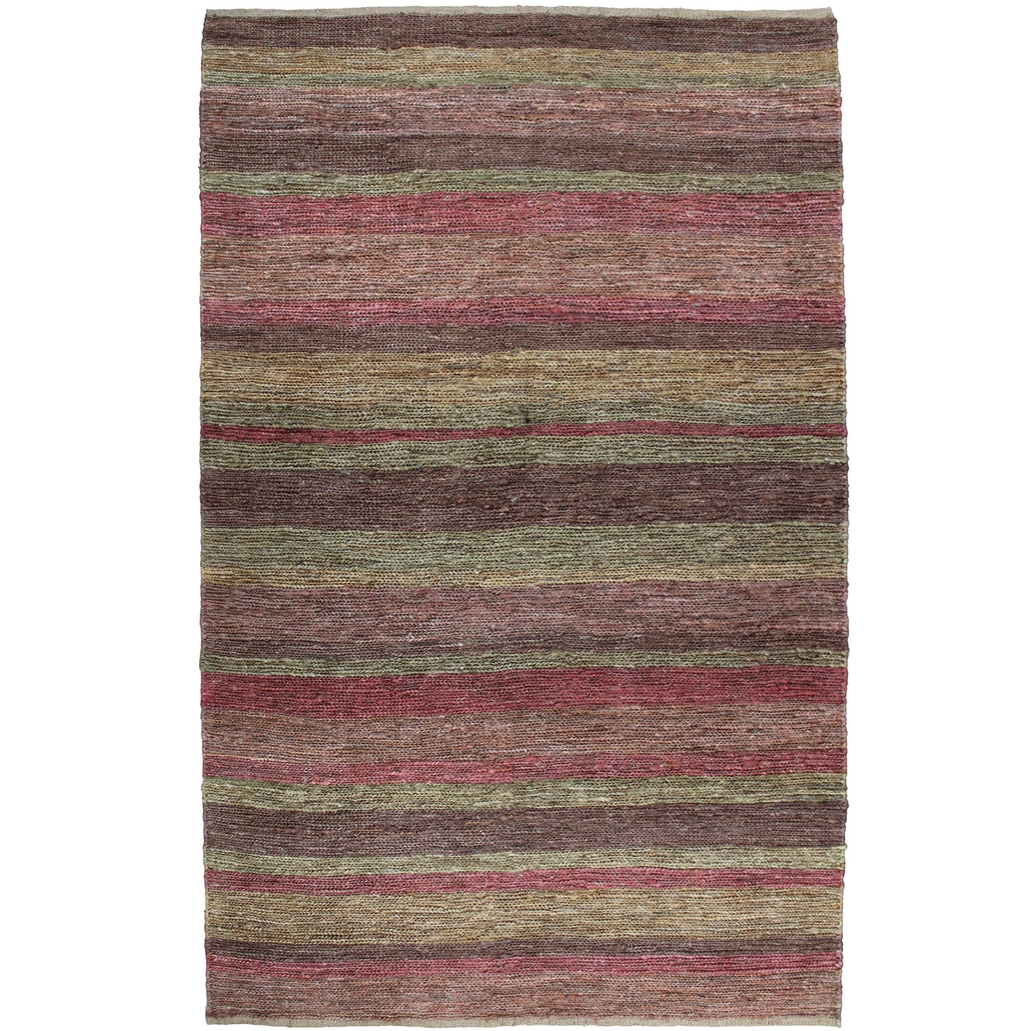 Natural Geo Spontaneous Jute Handwoven Maroon/Orange Striped Area Rug