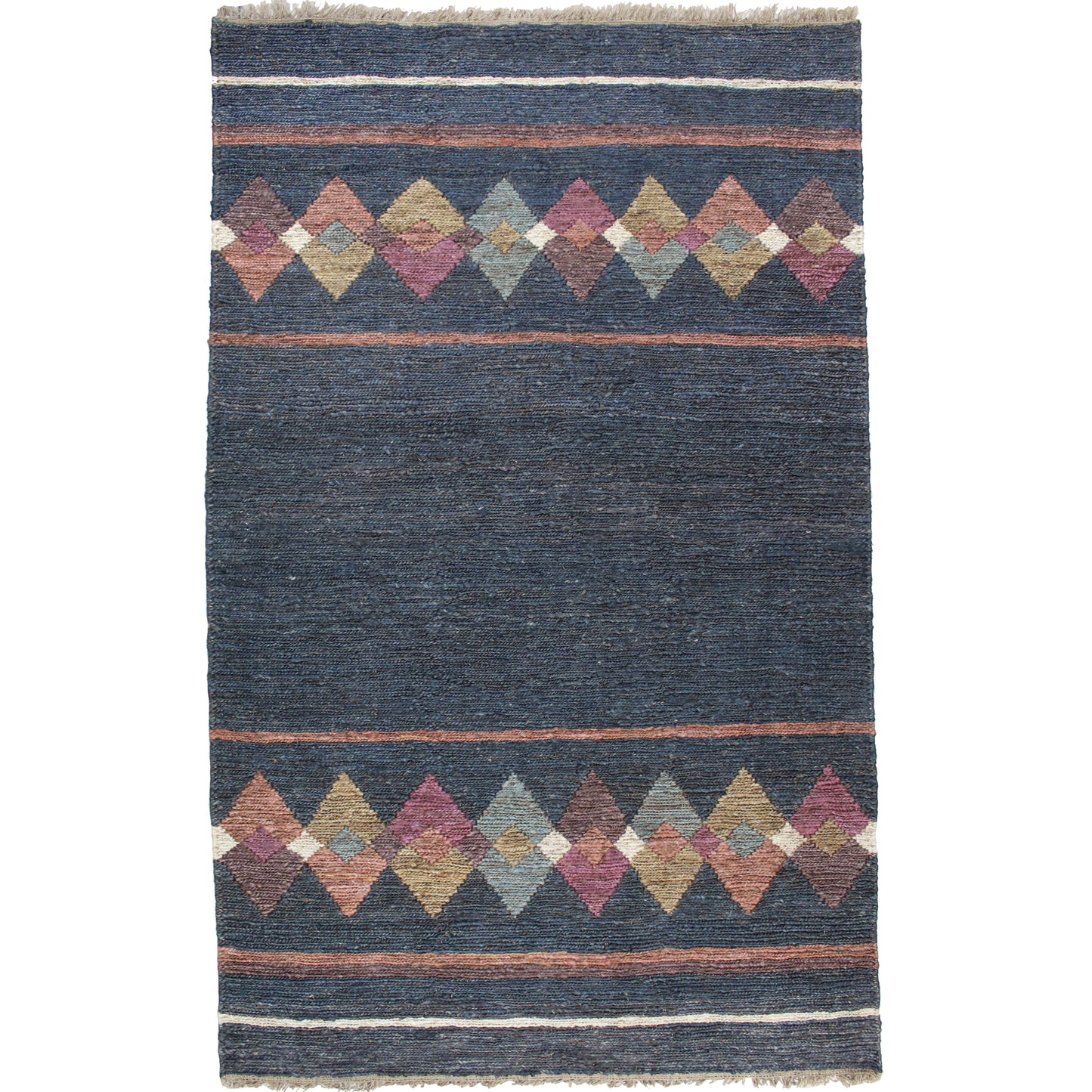 Natural Geo Spontaneous Jute Handwoven Charcoal/Multi Abstract Area Rug
