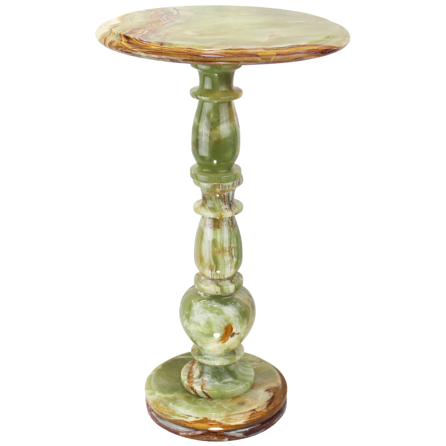 Natural Geo Multicolored Onyx Round End Accent Table