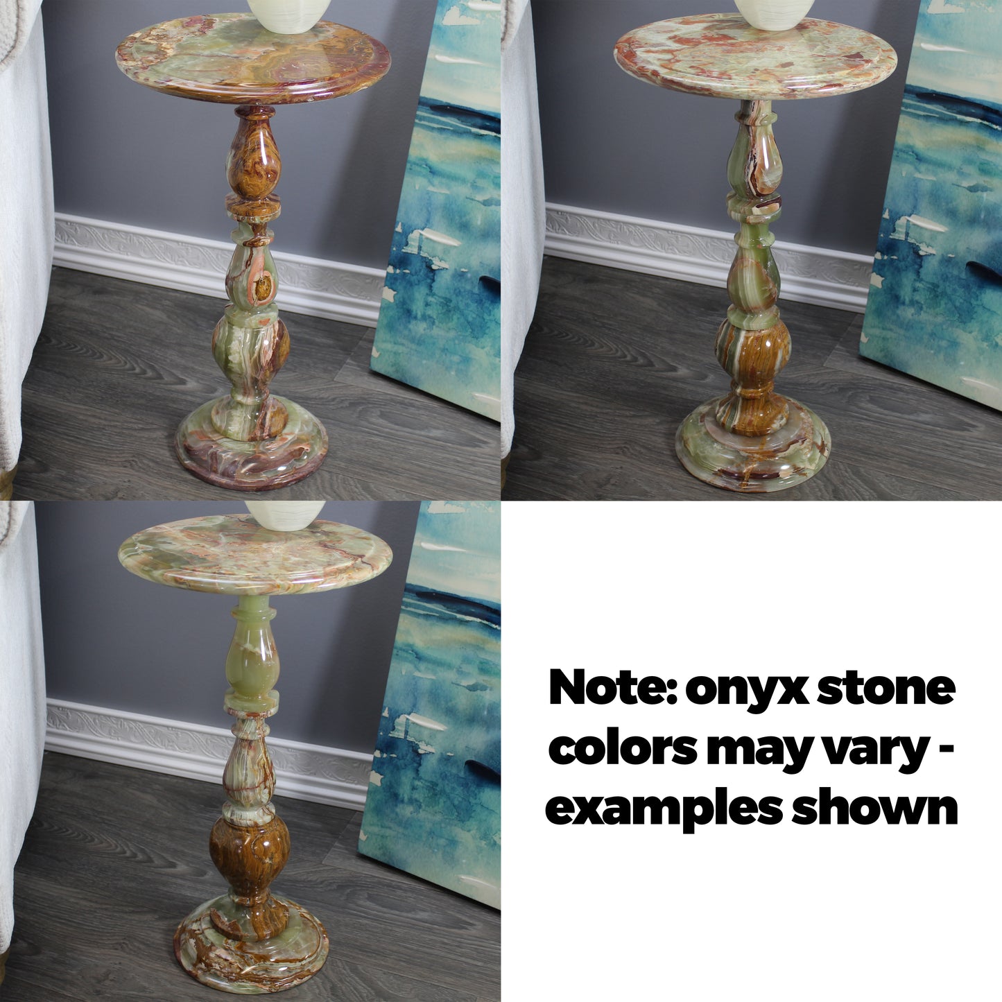 Natural Geo Multicolored Onyx Round End Accent Table