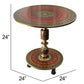 Natural Geo Rosewood Round Wooden 24" Accent Table - Red
