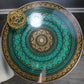 Natural Geo Rosewood Round Wooden 24" Accent Table - Turquoise