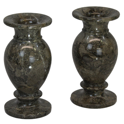 Natural Geo Decorative Marble Gray 6" Table Vase - Set of 2
