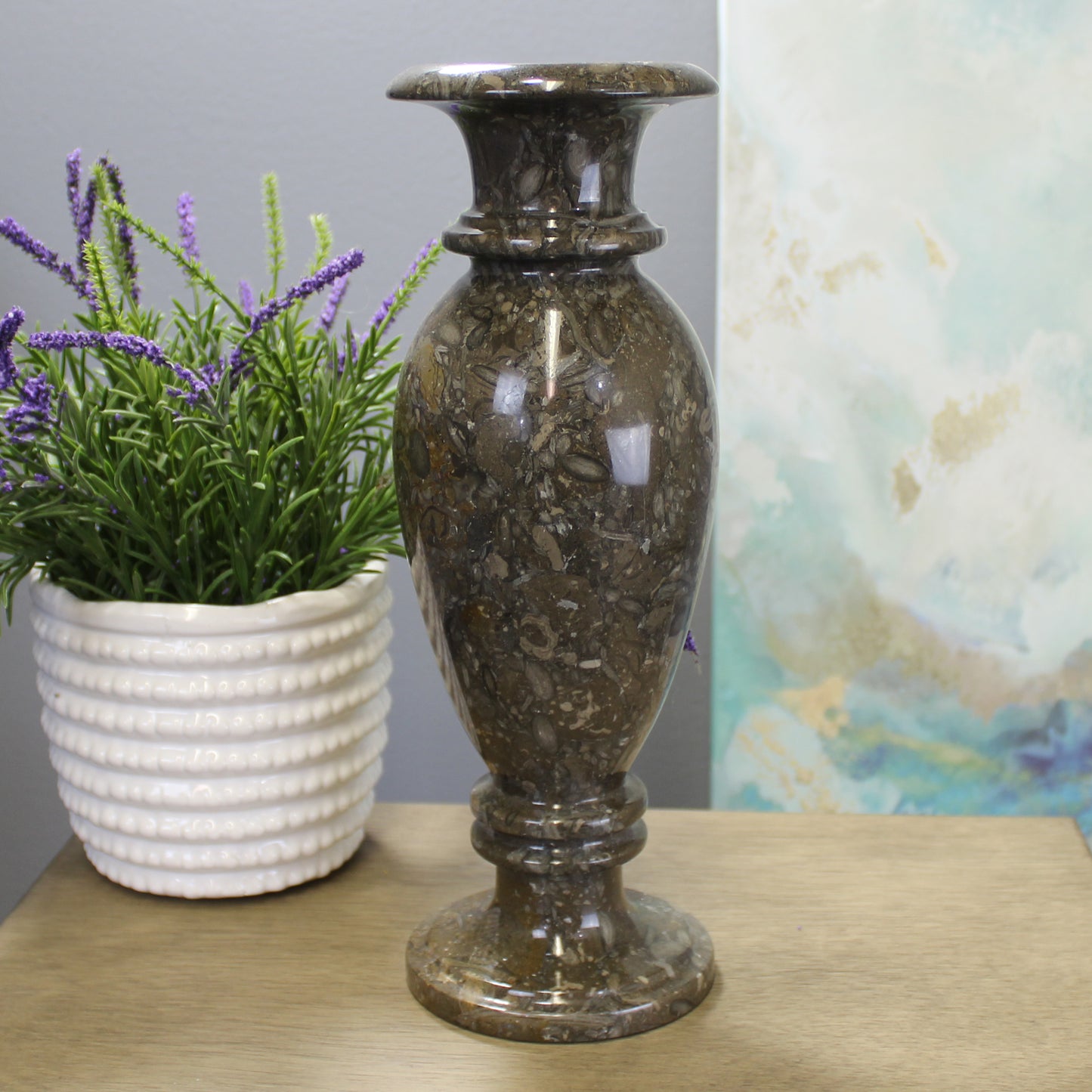 Natural Geo Decorative Marble Gray 12" Table Vase