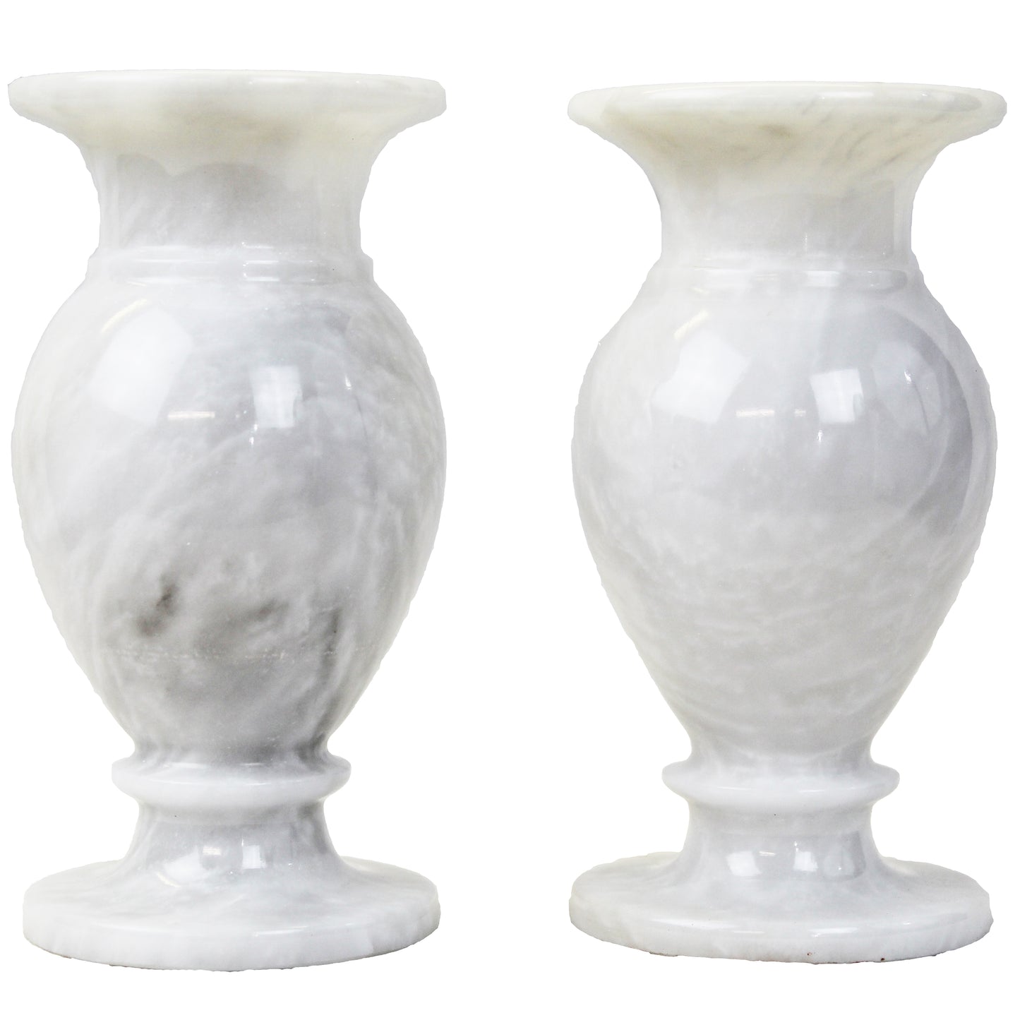 Natural Geo White Decorative Handcrafted 6" Marble Vase (Set of 2)