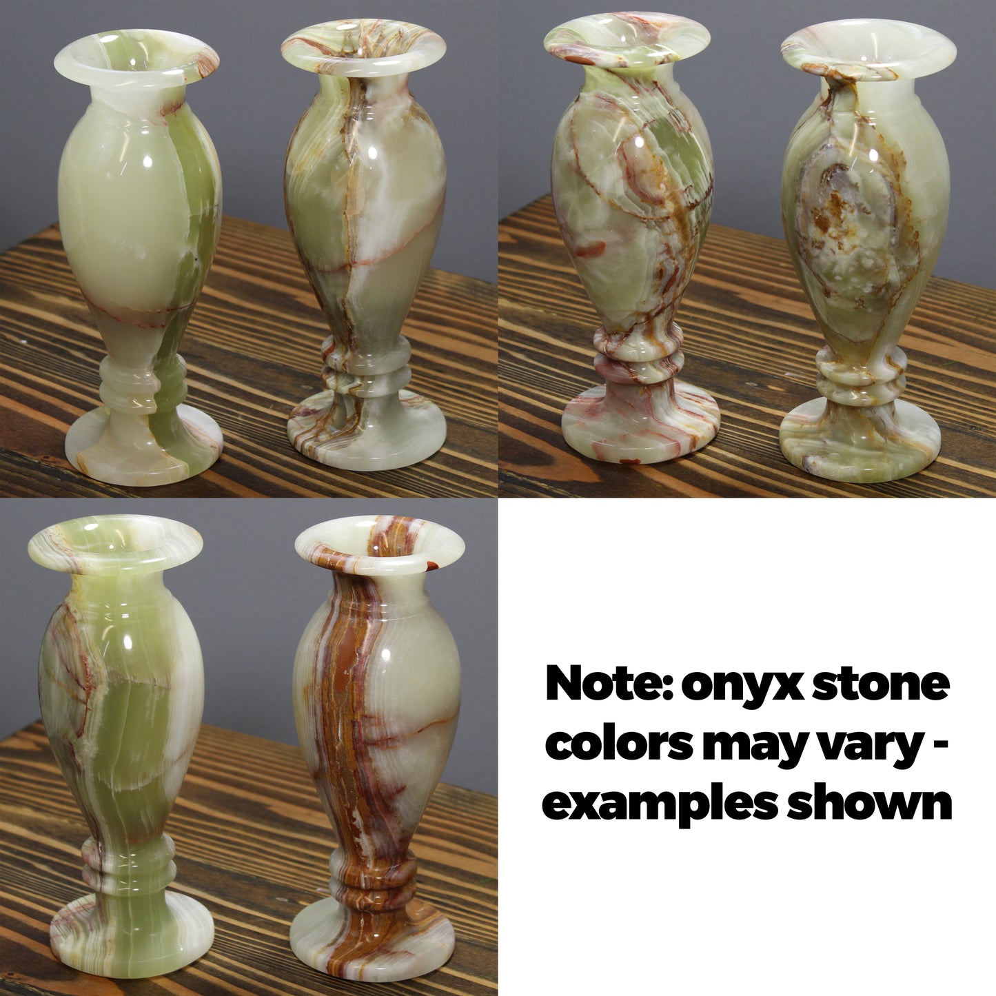 Natural Geo Multicolored Decorative Handcrafted 8" Onyx Vase (Set of 2)