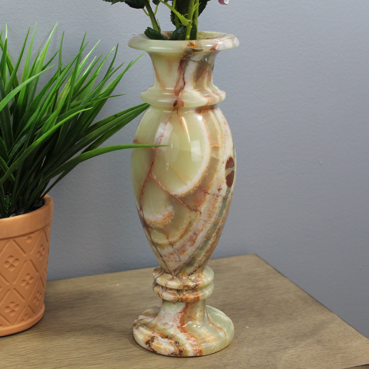 Natural Geo Multicolored Decorative Handcrafted 12" Onyx Vase