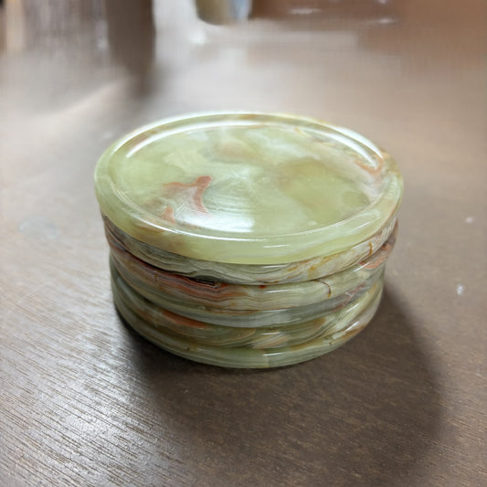 Natural Geo Multicolored Decorative Round Onyx Drink Coaster (Set of 6)