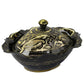 Natural Geo Decorative Black/Gold Brass Pot Oval Bowl with Lid