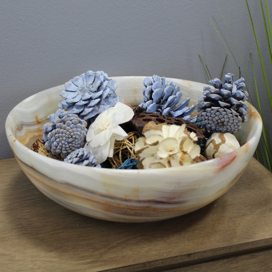 Natural Geo Multicolored Decorative Handcrafted 12" Onyx Bowl