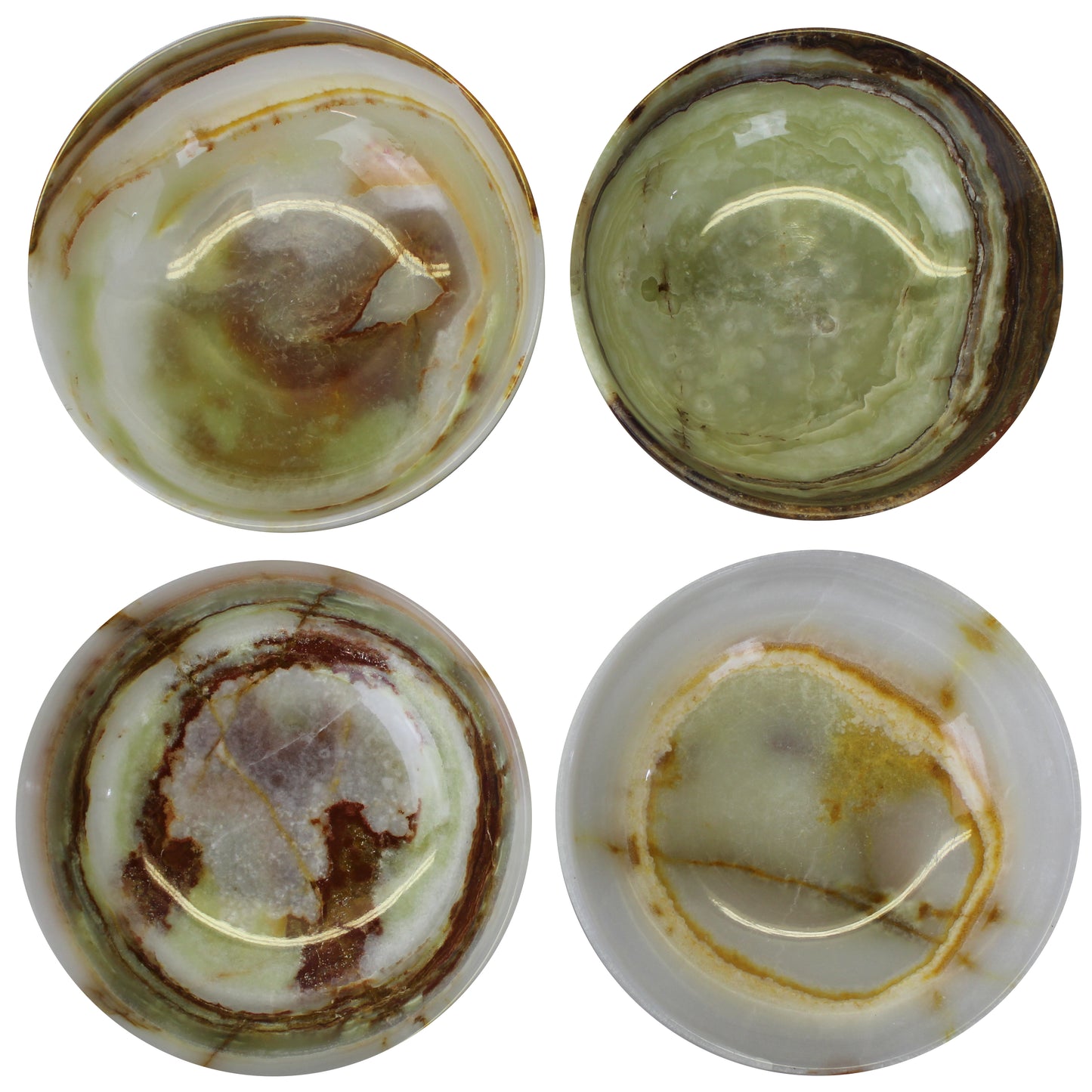 Natural Geo Multicolored Decorative Handcrafted 6" Onyx Bowl (Set of 4)